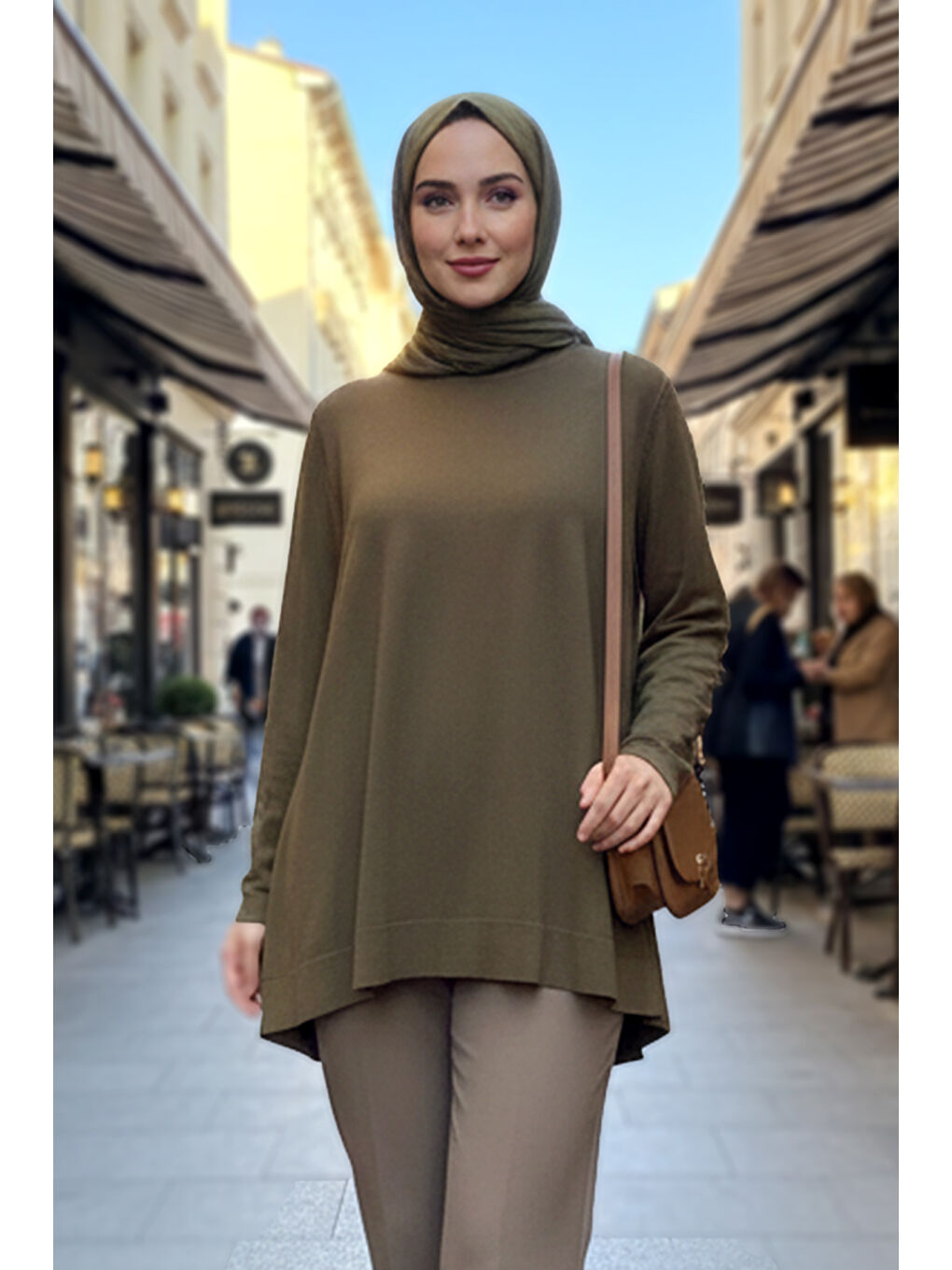 Basic Triko Tunik 902 Açık Kahverengi