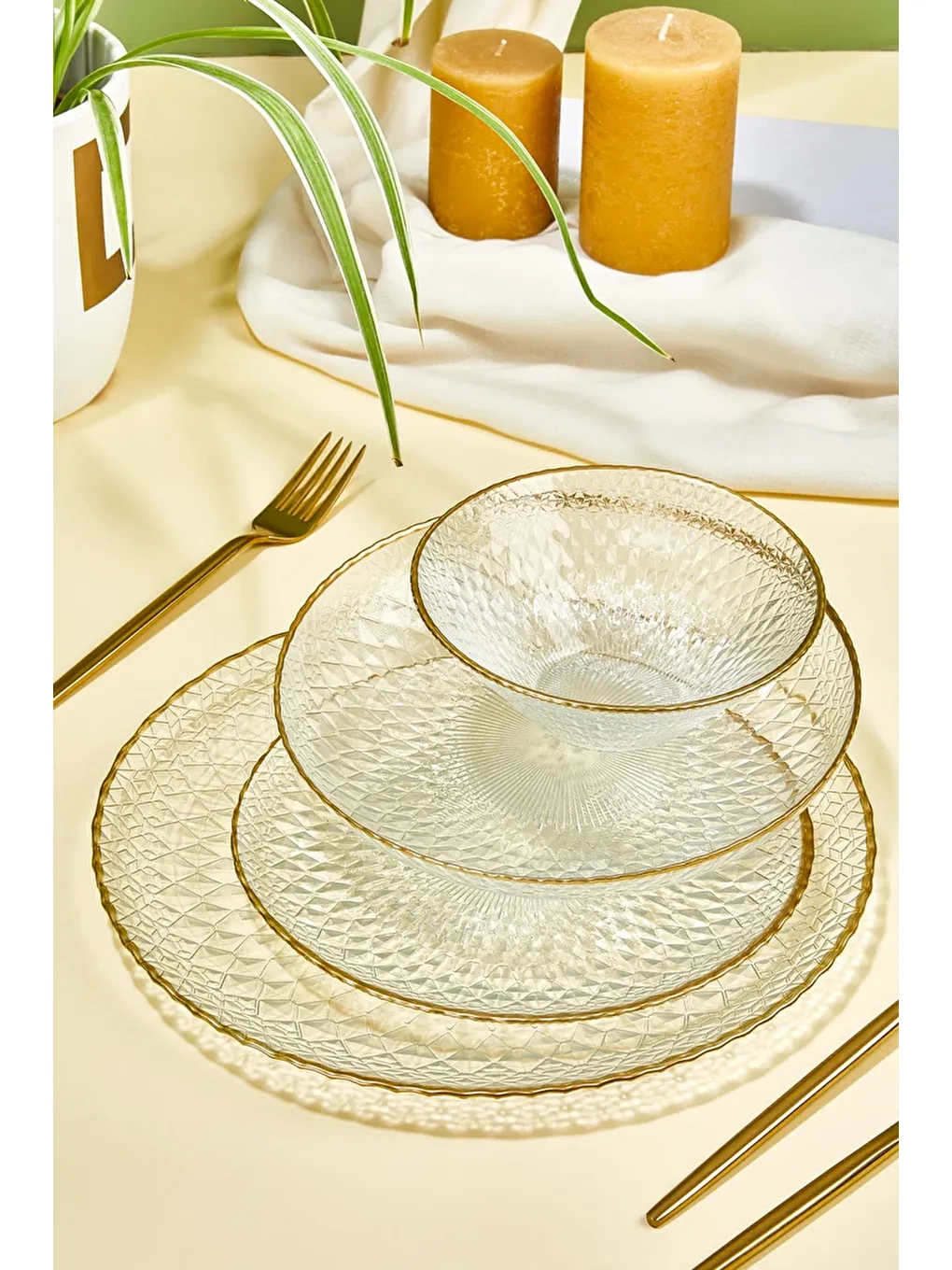 Renksiz Fugi 24 Parça Yemek Takımı - 6 Kişilik-1