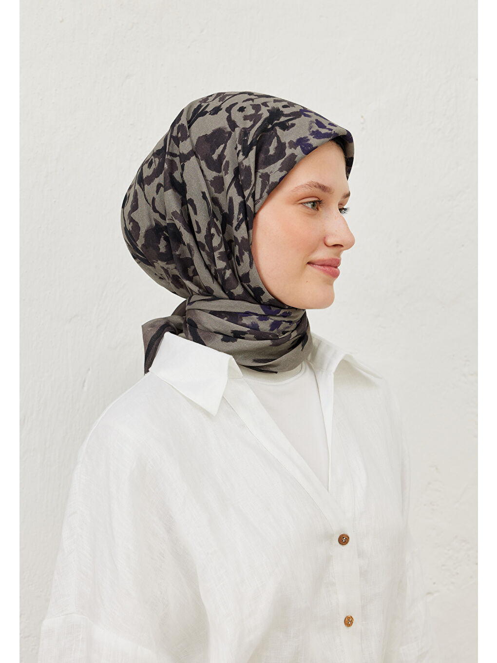 Elissa Desen Pamuk Vual Eşarp Antrasit-1