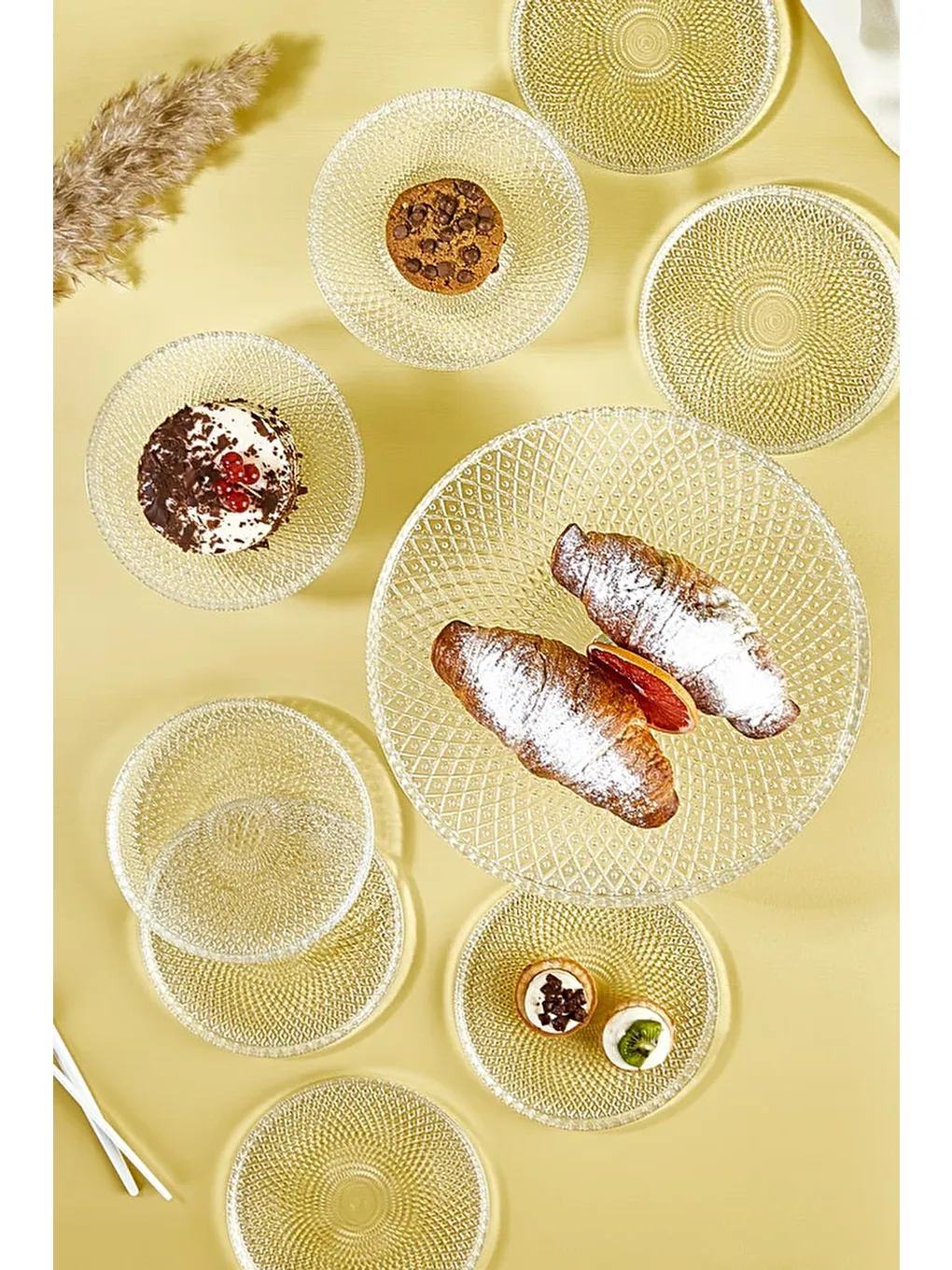 Renksiz Mina 9 Parça Pasta/Kek/Tatlı Sunum Seti-2