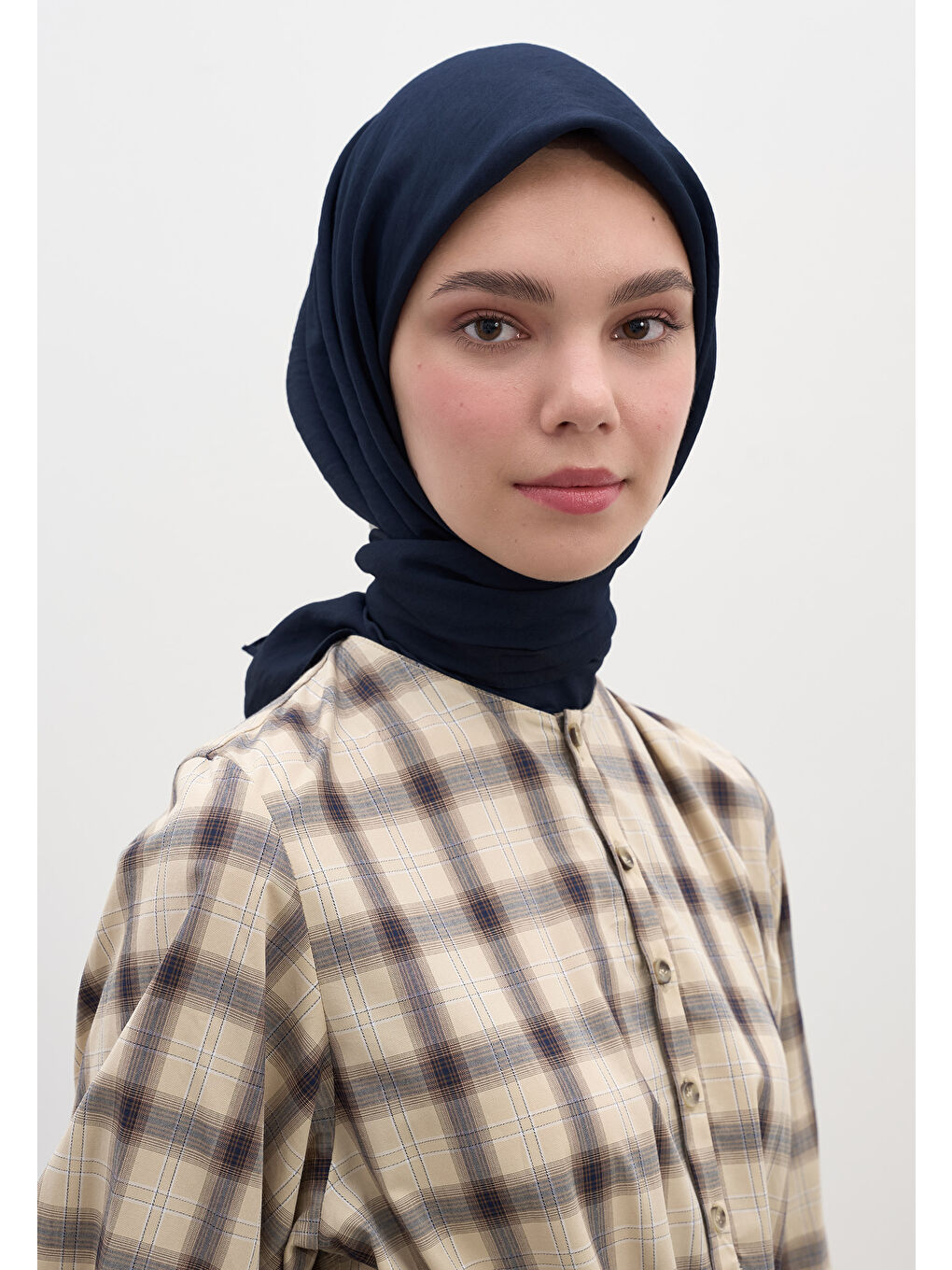 Pamuk Viskon Eşarp Lacivert-1