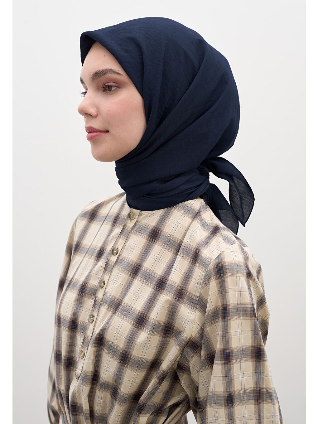 Pamuk Viskon Eşarp Lacivert-2