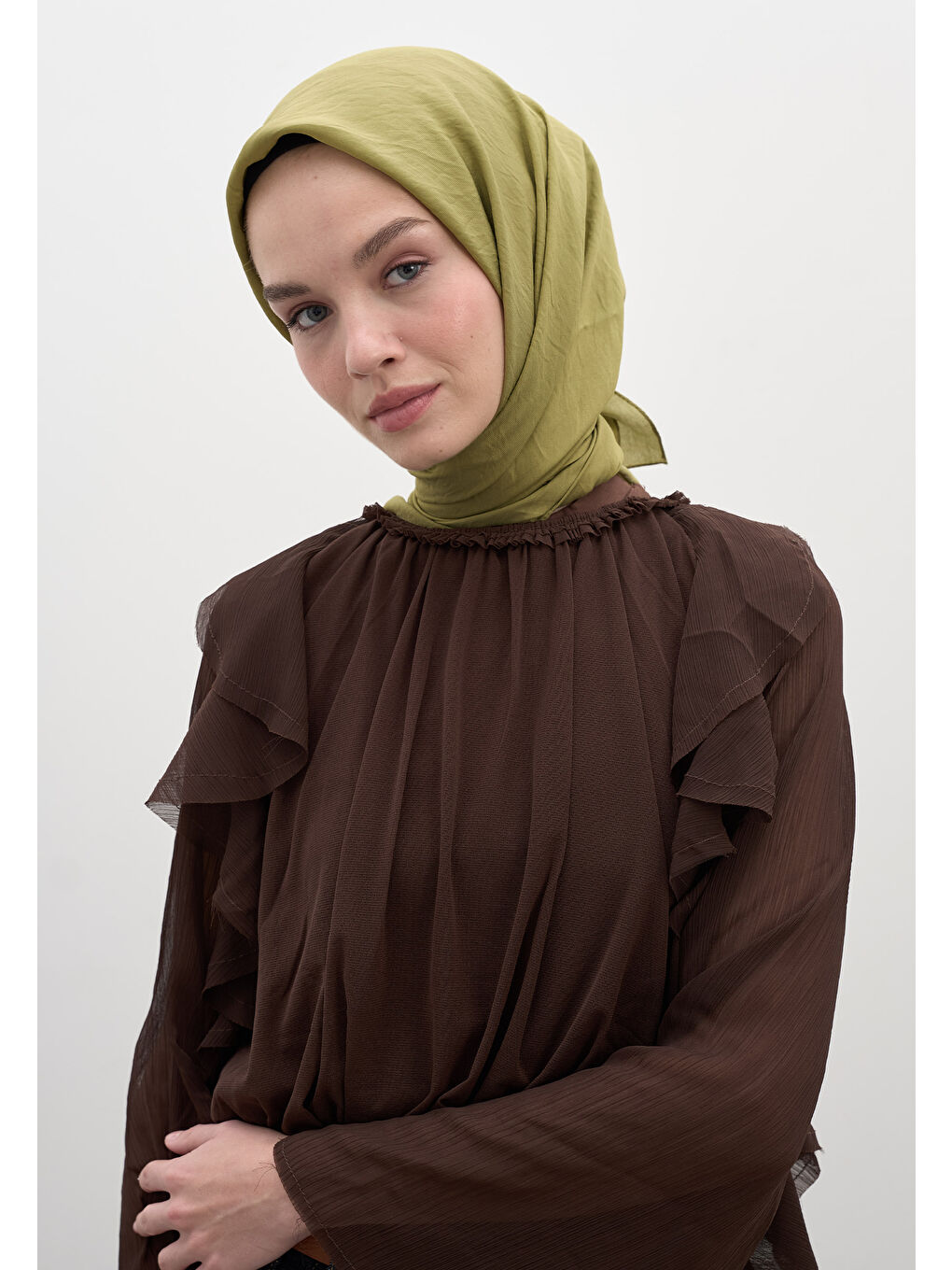 Pamuk Viskon Eşarp Haki-1