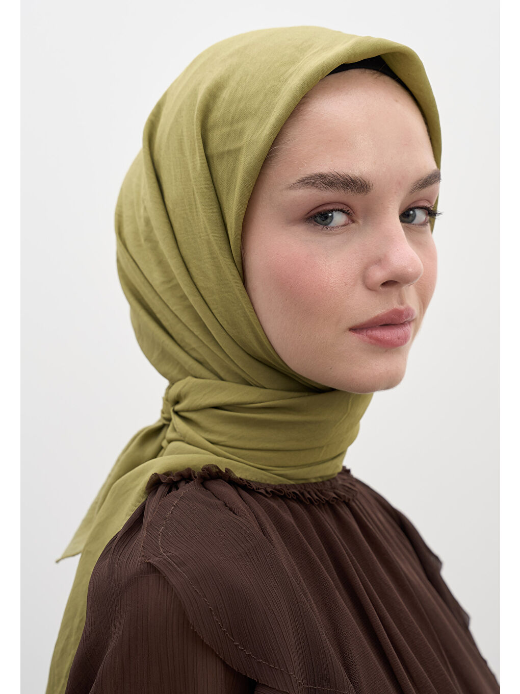 Pamuk Viskon Eşarp Haki-2