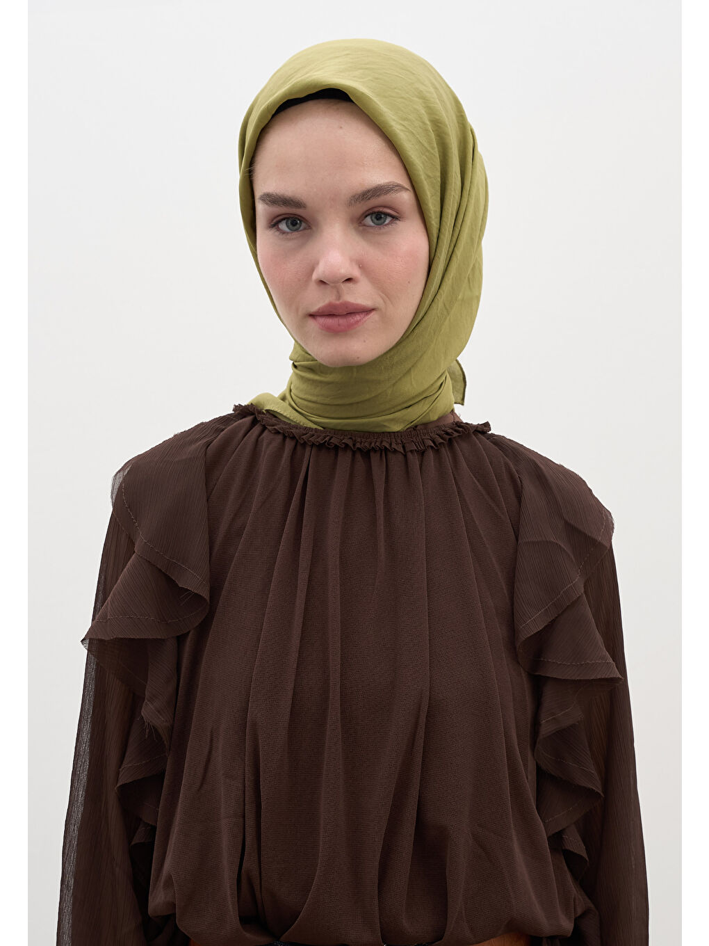 Pamuk Viskon Eşarp Haki-3