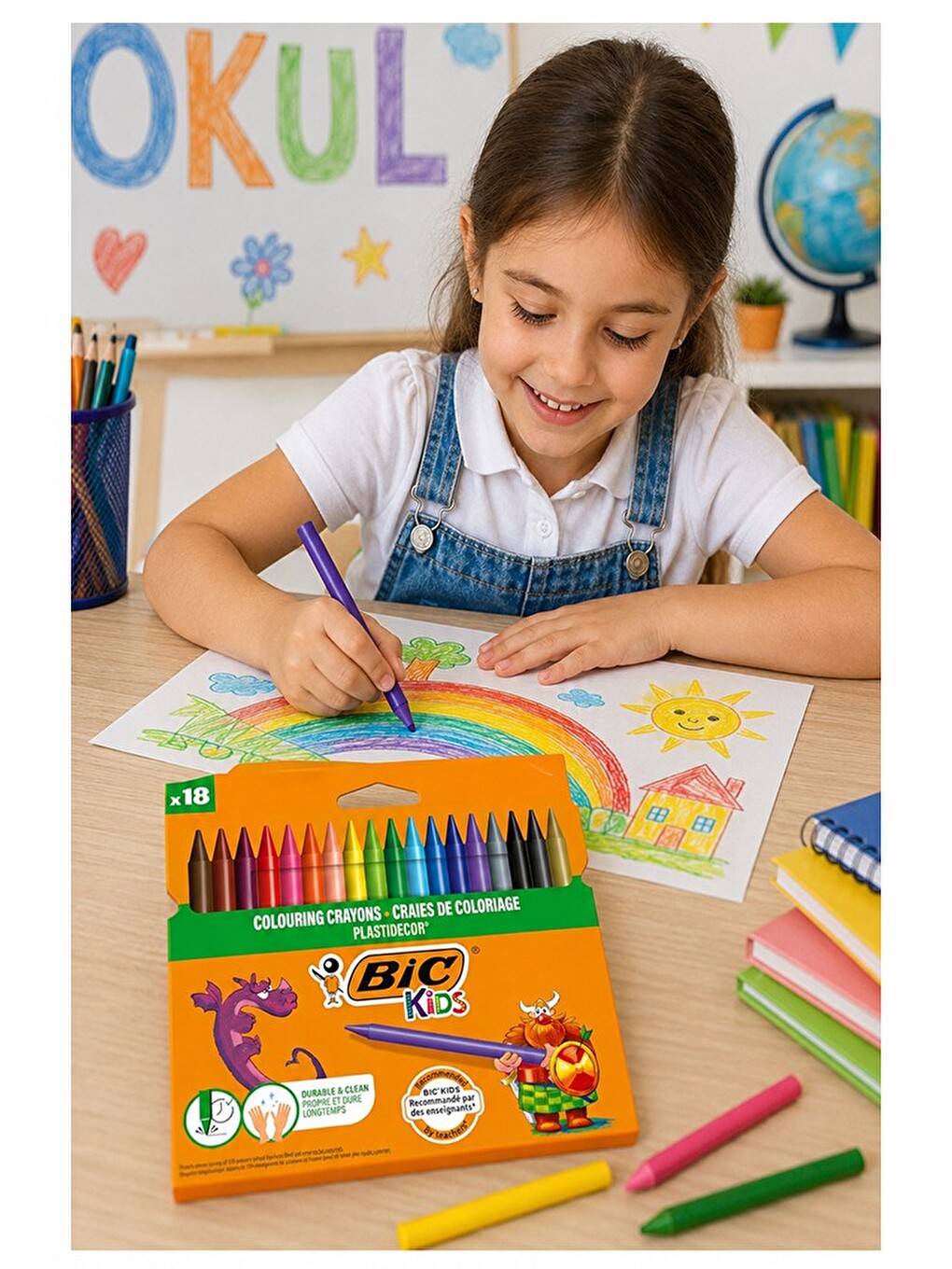 Mum Boya 18 Li 1 Paket Bic 18 Renk Mumboya Elleri Kirletmeyen Yıkanabilir Silinebilir Plastidecor-3