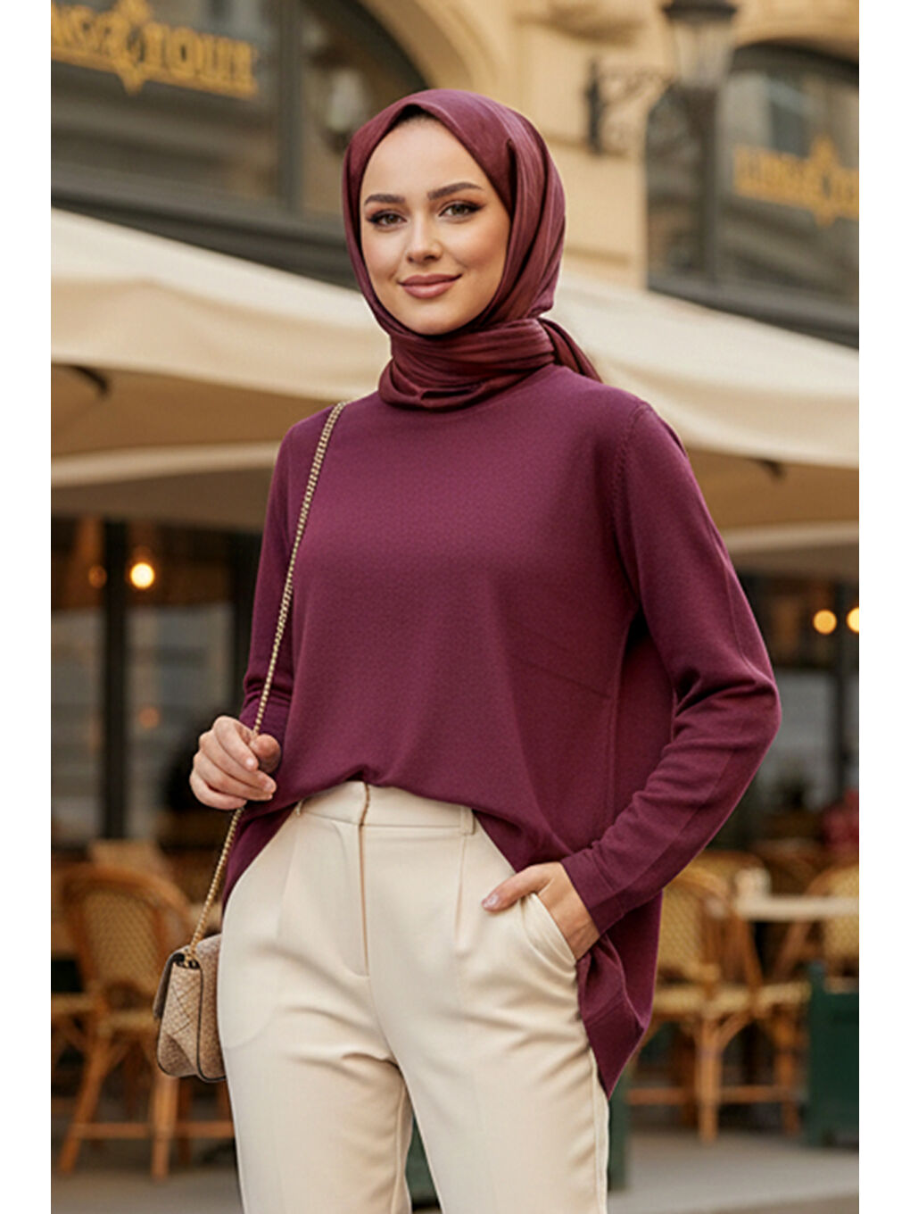 Kırmızı Basic Triko Tunik 902 Vişne-1