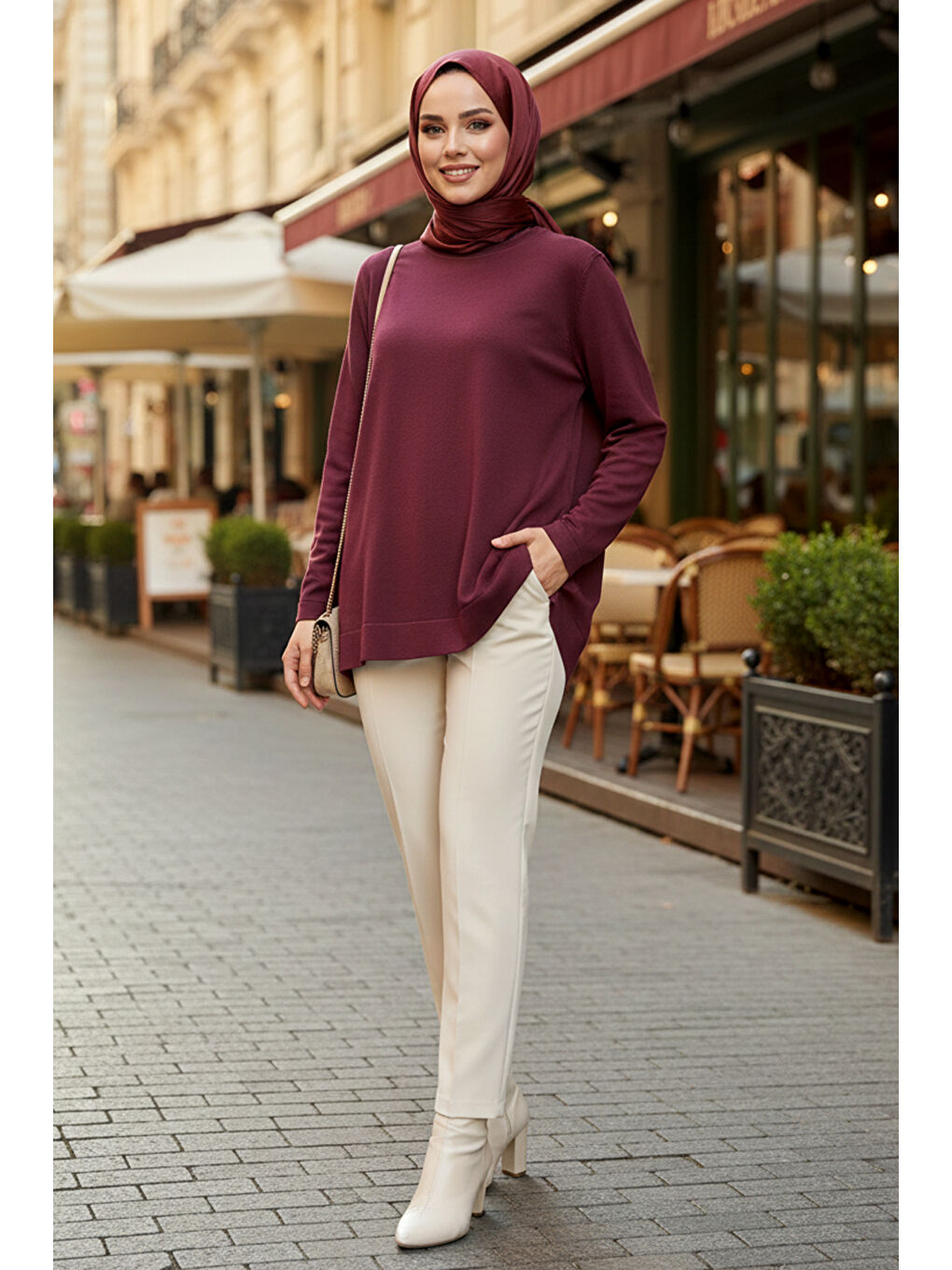 Kırmızı Basic Triko Tunik 902 Vişne-2