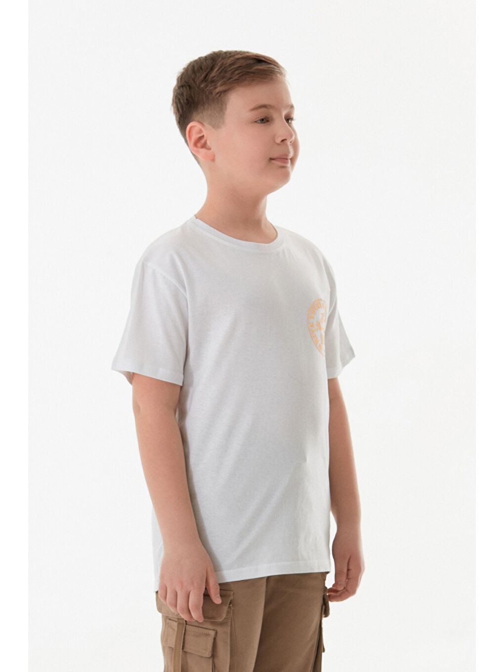 Beyaz %100 Pamuk Yazı Baskılı Erkek Çocuk Tişört