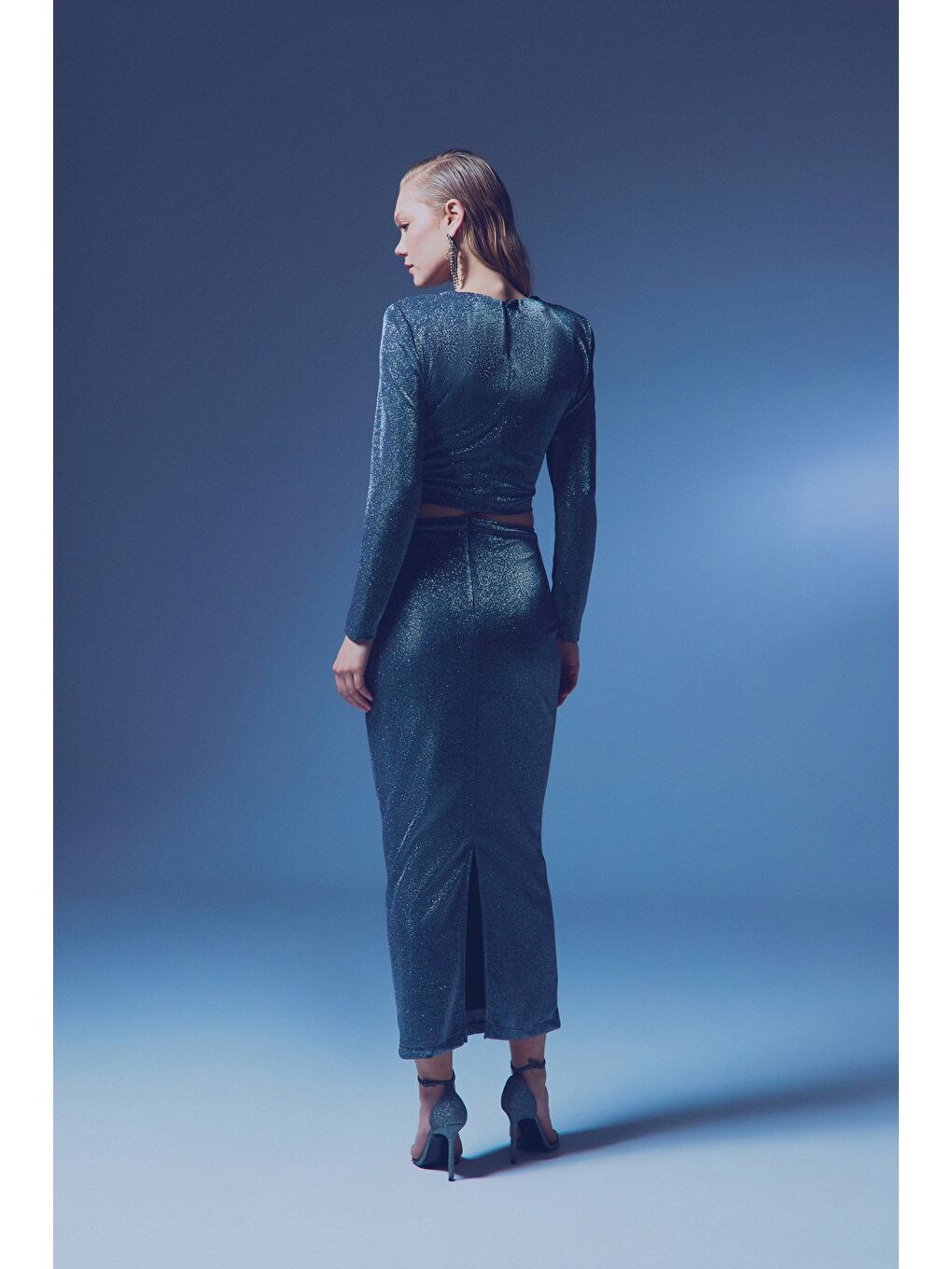 Vatkalı Simli Bluz - Antrasit-7