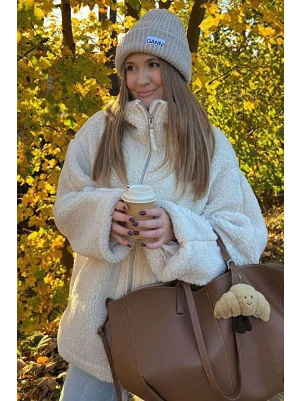 Ekru Dik Yakalı Cepli Pelüş Mont Mg1966-4