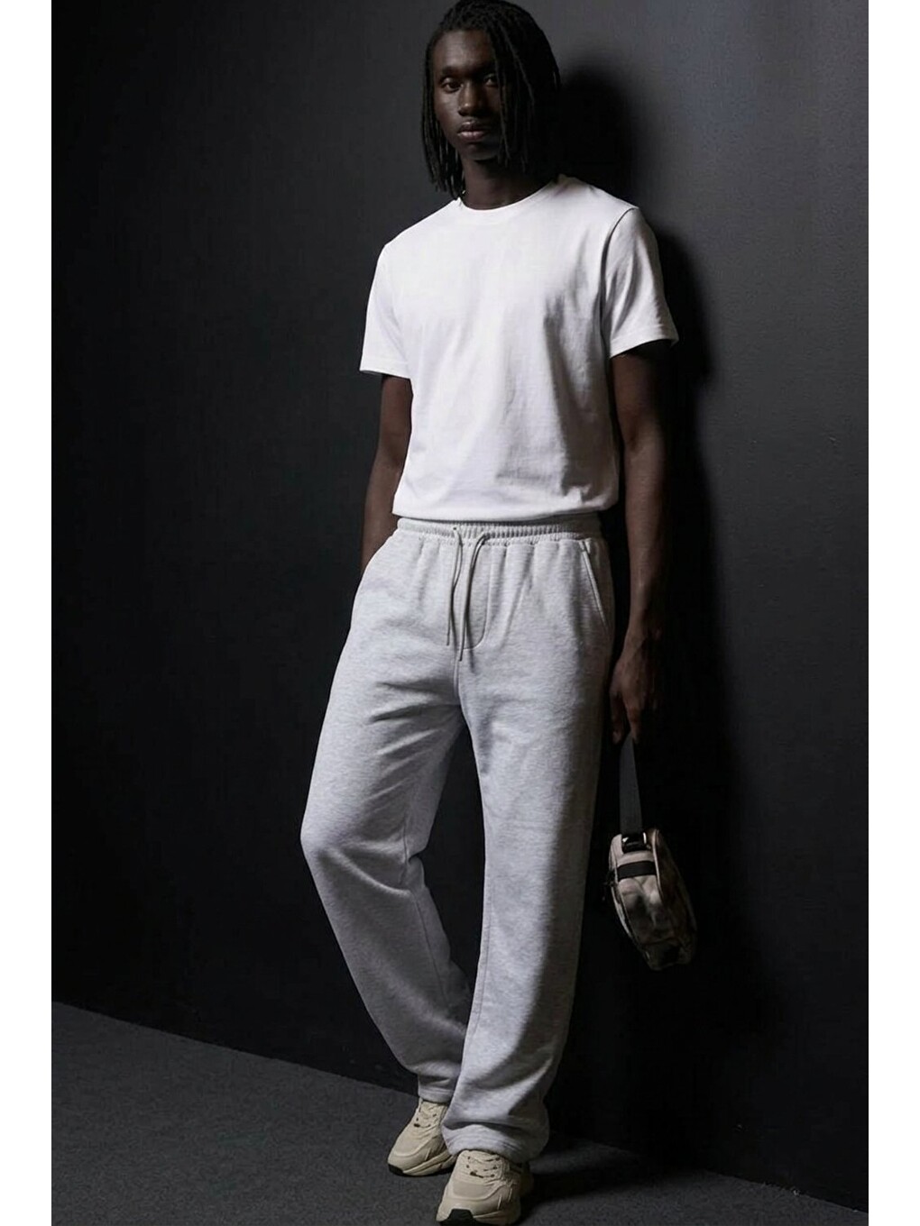 Erkek Beli Lastikli Premium Jogger A.gri Eşofman Altı-3