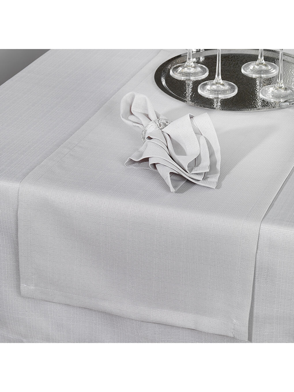 Home Pia Masa Örtüsü Seti 12 Parça - Gri-2