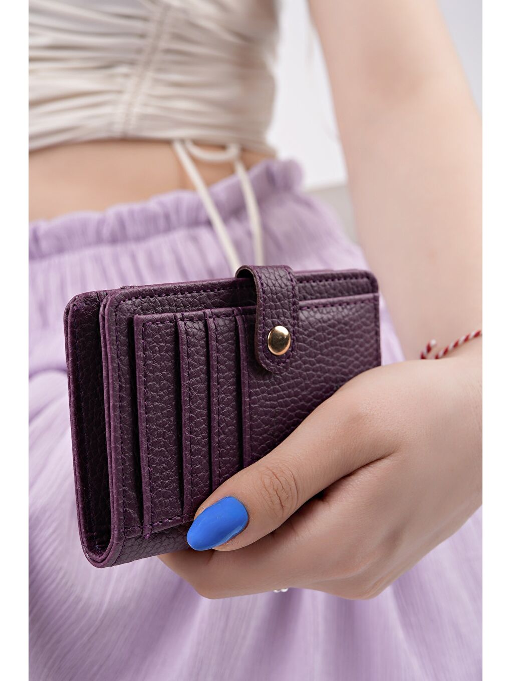 Mor ARYA Bozuk & Kağıt Para Bölmeli Fermuarlı Kartlık Kadın Cüzdan-1