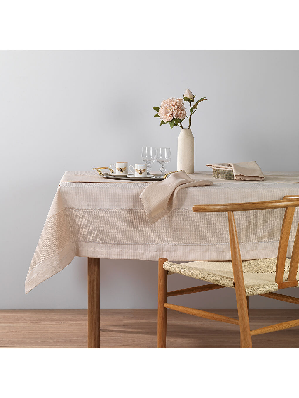 Kahverengi Home Pia Masa Örtüsü Seti 12 Parça - Cappuccino