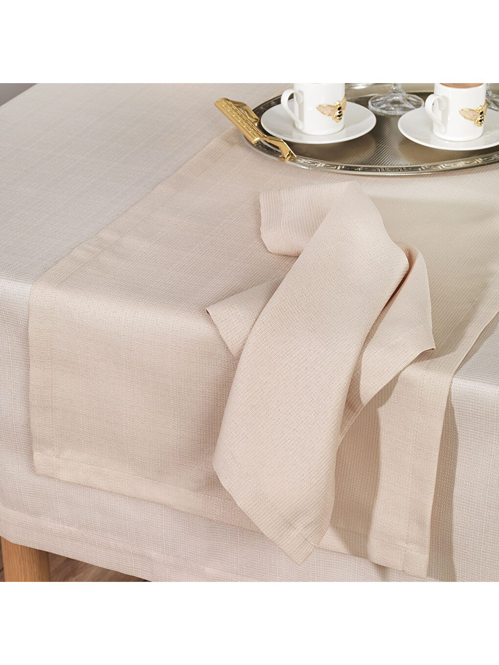 Kahverengi Home Pia Masa Örtüsü Seti 12 Parça - Cappuccino-2