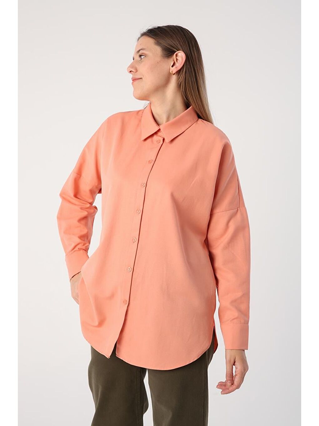 Pembe Somon01-Oversize Basic Gömlek-2