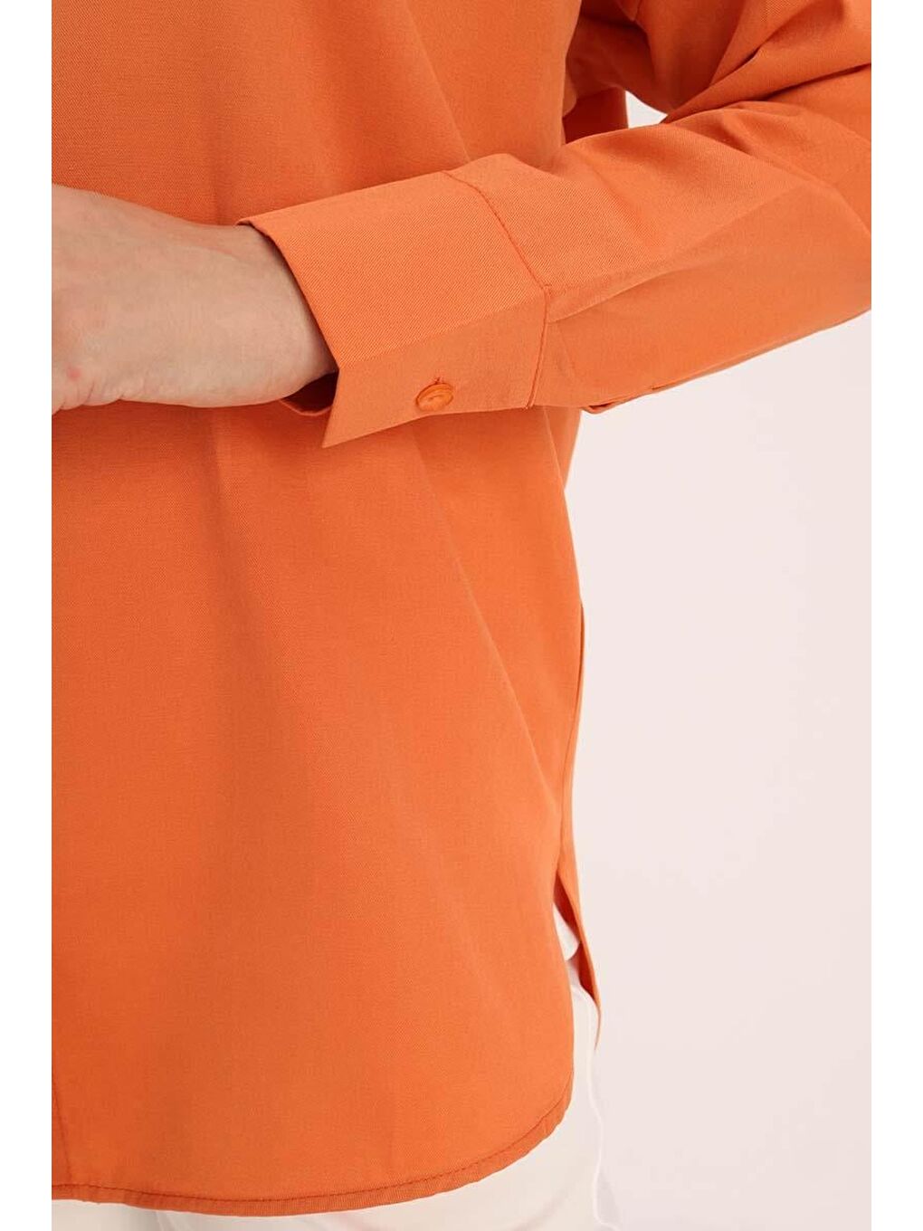 Turuncu-Oversize Basic Gömlek-4