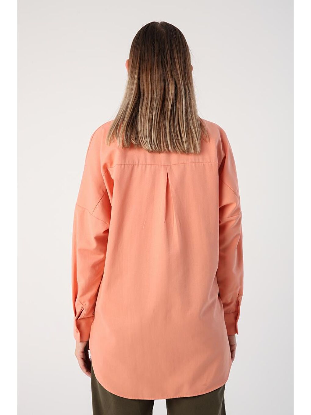 Pembe Somon01-Oversize Basic Gömlek-3