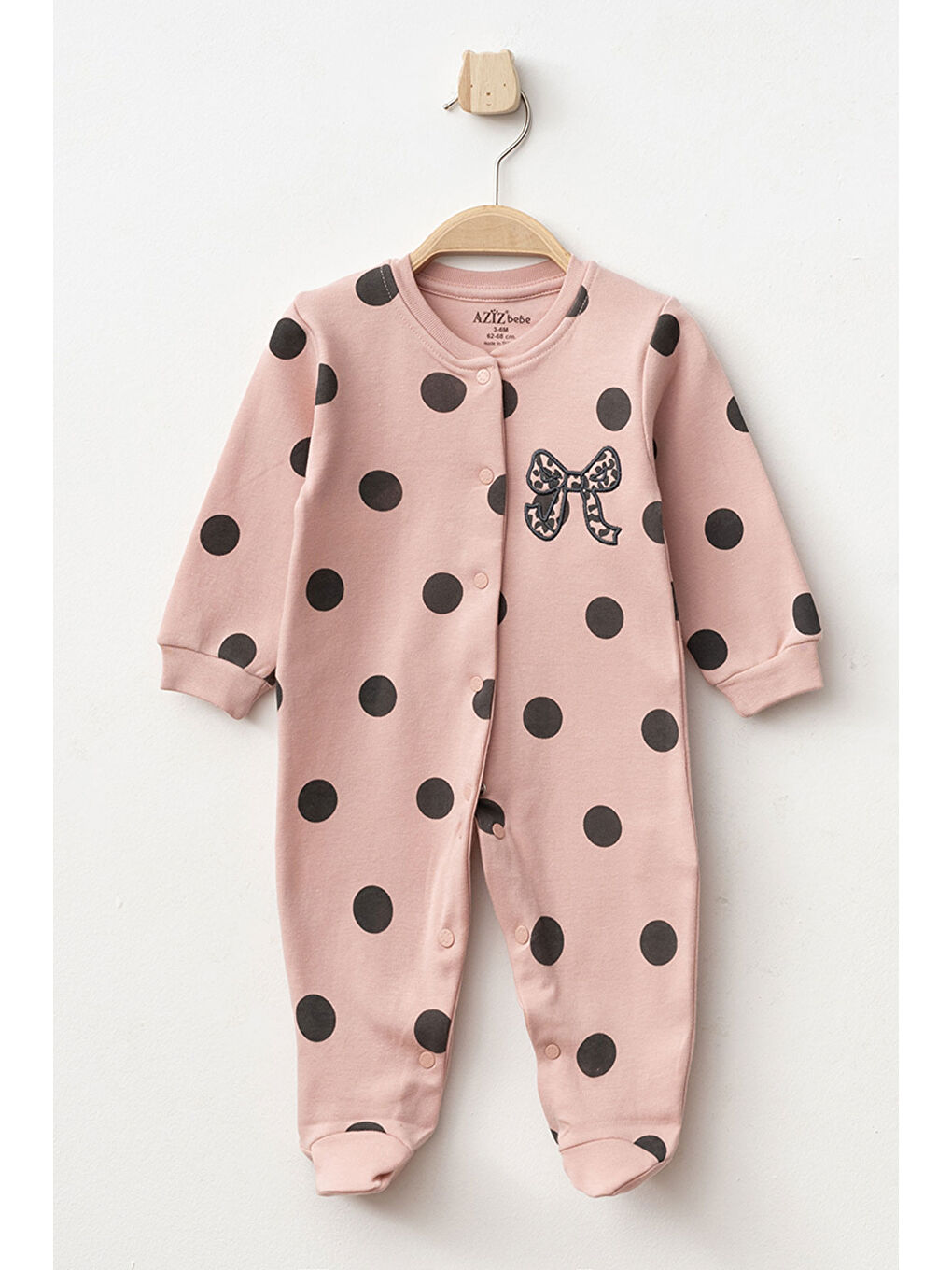 Pembe Kız Bebek Çıtçıtlı Fiyonk Nakişli Patikli Tulum 0 Ay 6 Ay