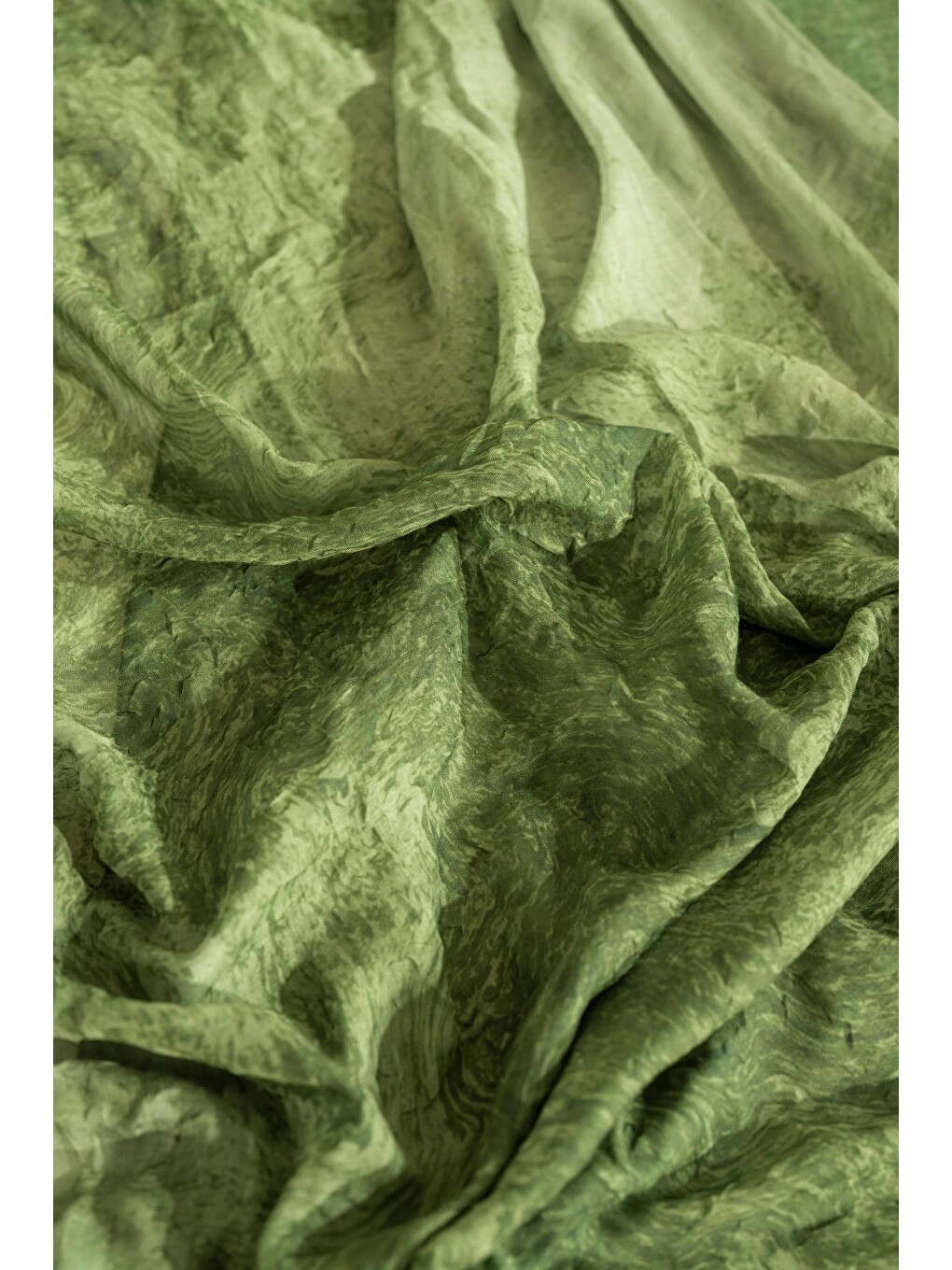 Yeşil Desenli Bambu Şal Hoania-5