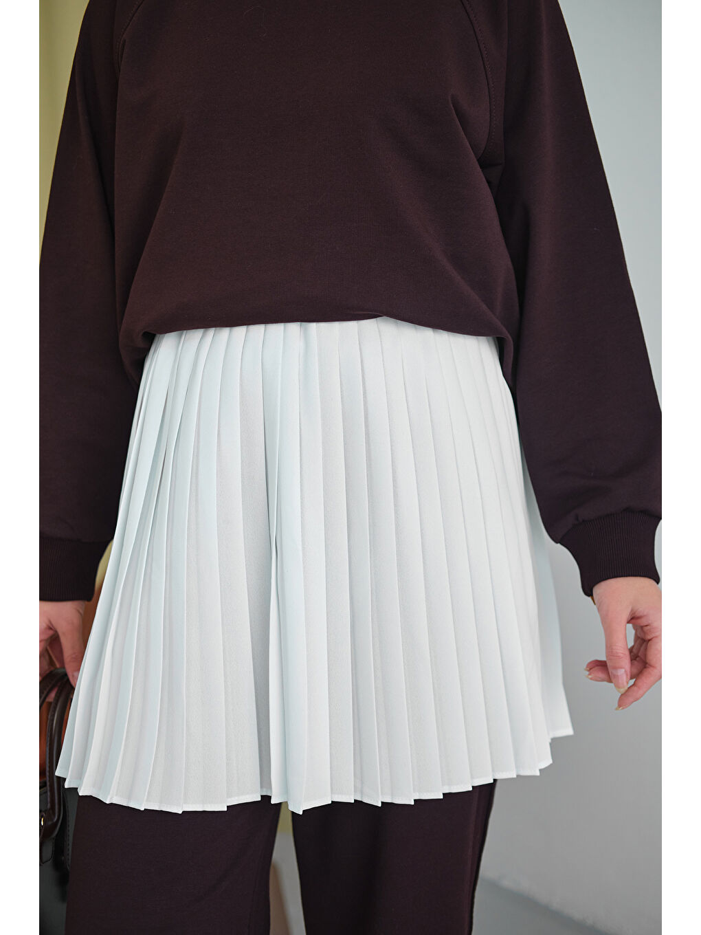 Kadın Belden Pileli İçlik Beyaz-2