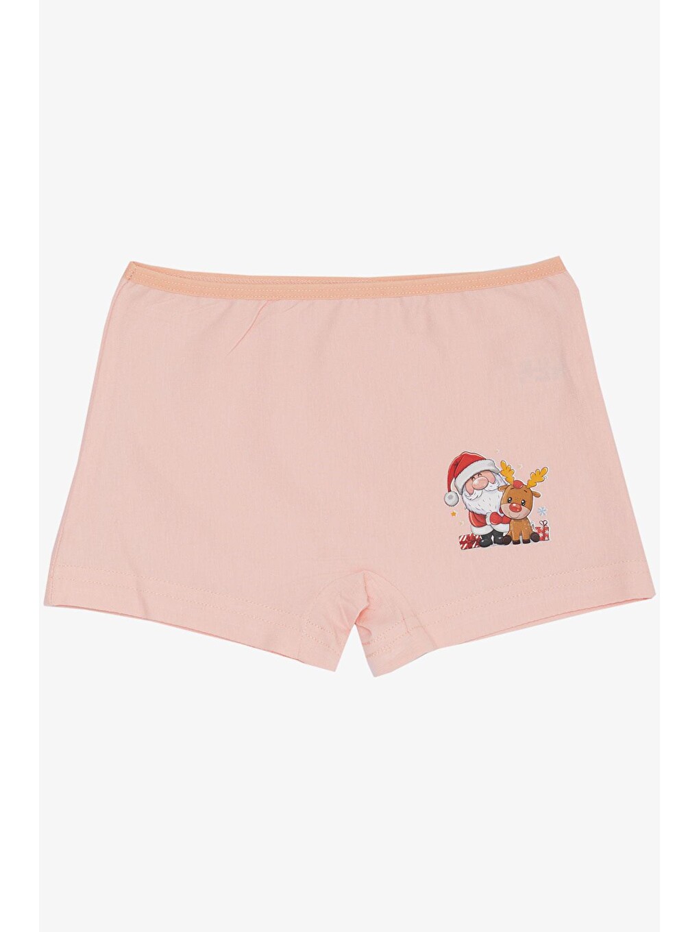 Pembe Kız Çocuk Boxer Yılbaşı Temalı & Geyik Baskılı Somon (5 Yaş)