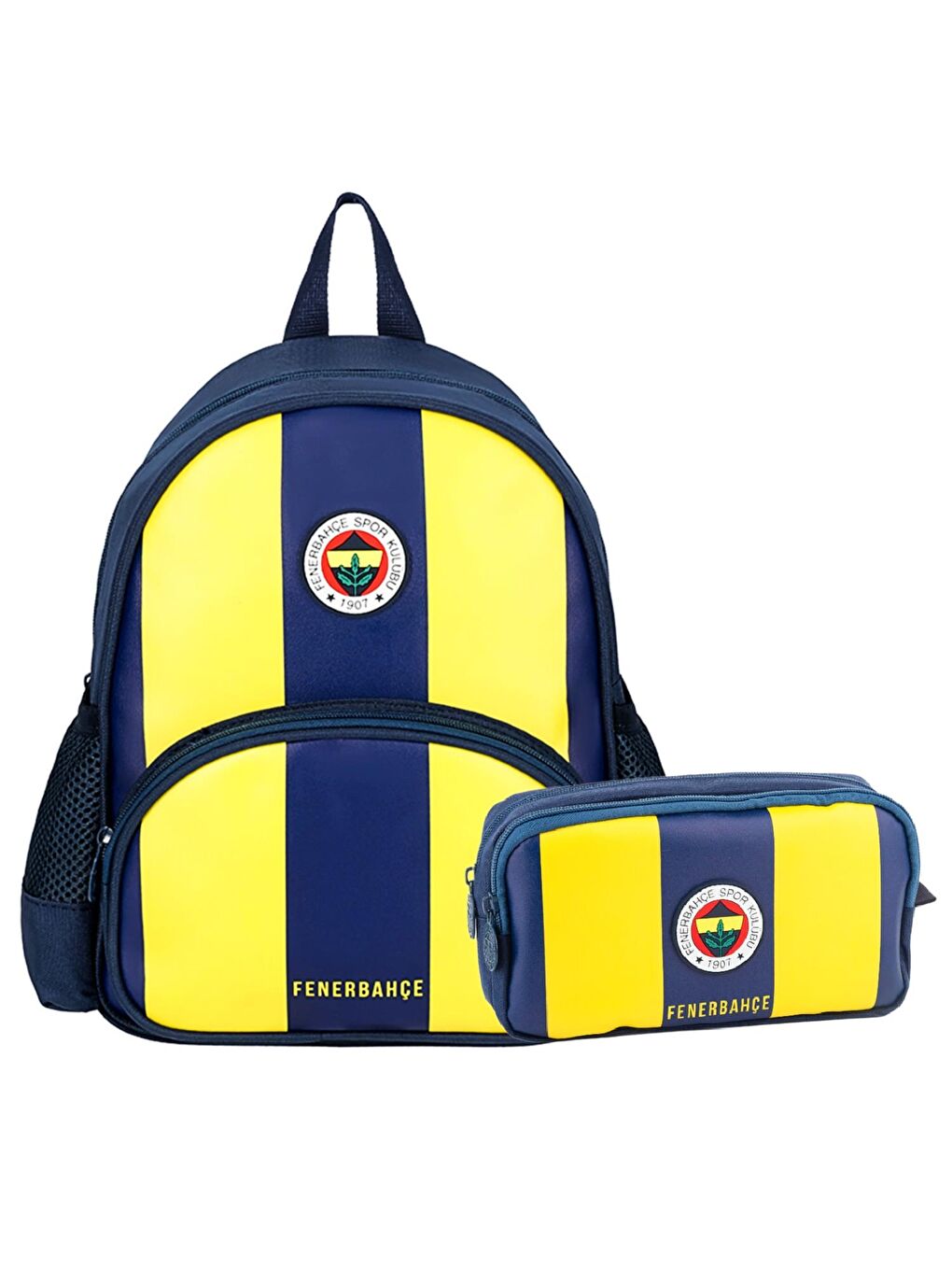 2 Bölmeli Çubuklu Arma Baskılı Suni Deri Anaokulu Çantası + Kalemlik