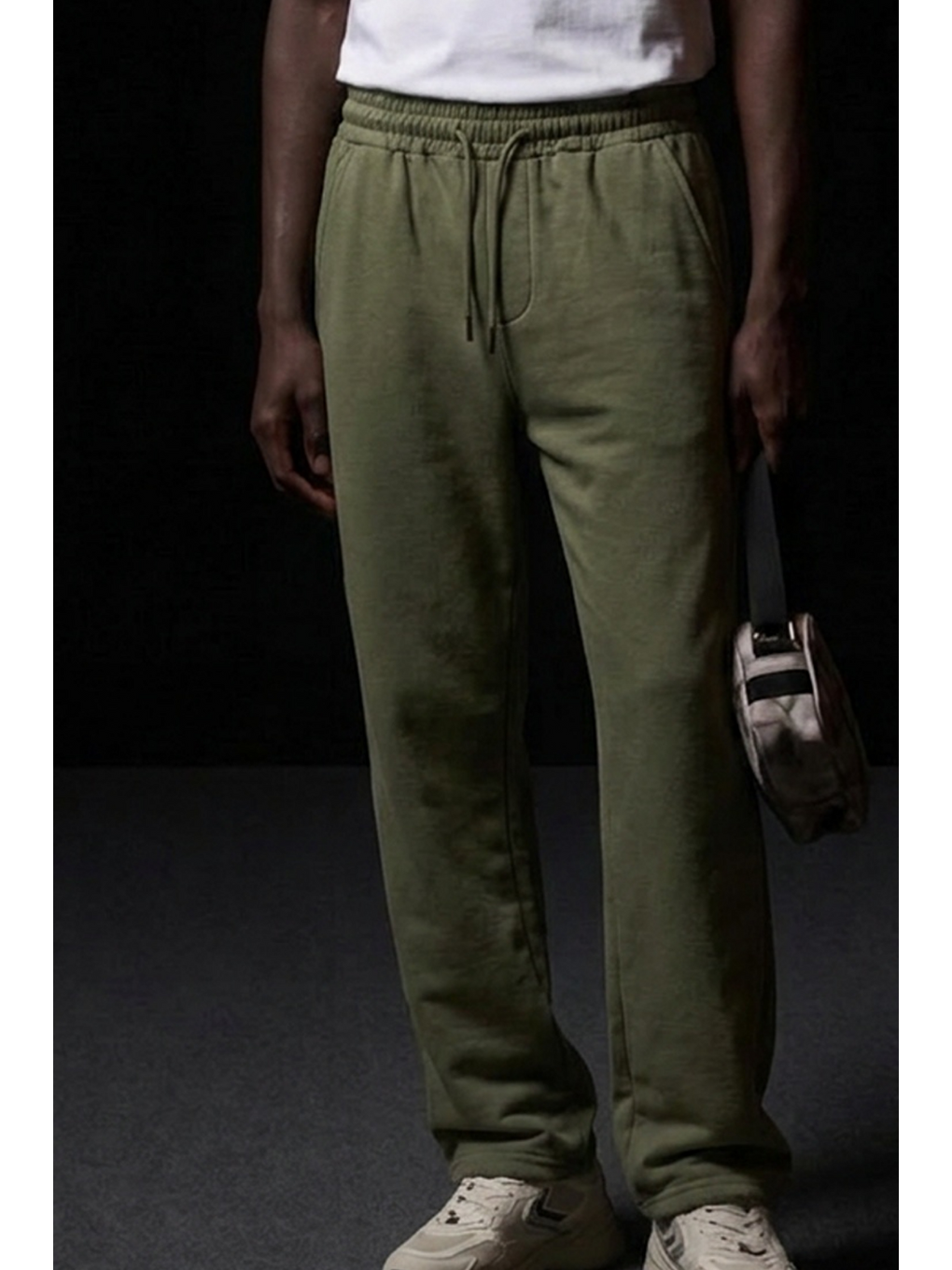 Erkek Beli Lastikli Premium Jogger Haki Eşofman Altı-4