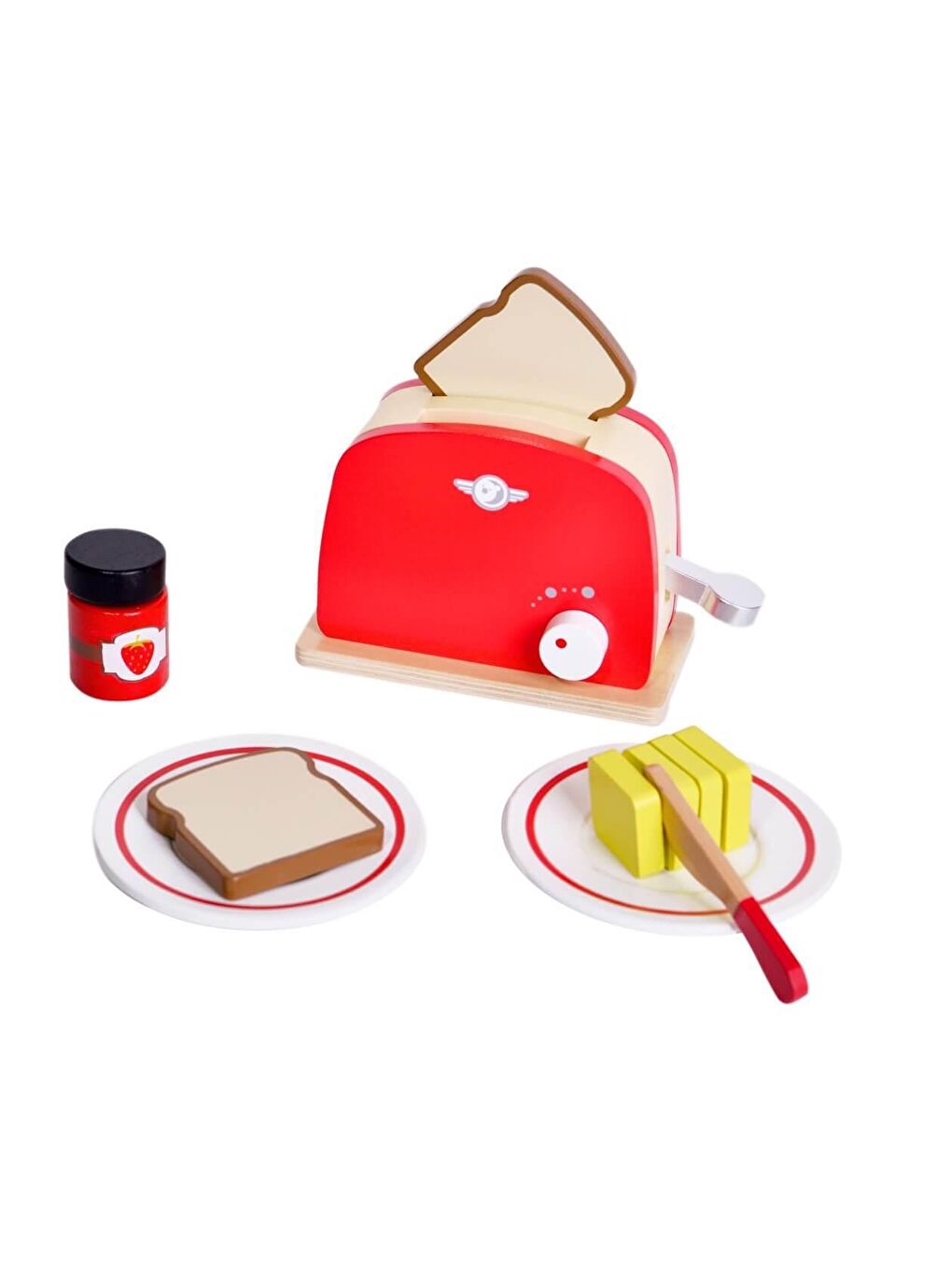 Classic World Karışık Ahşap Retro Kırmızı Tost Makinesi ve Tost Seti - 1