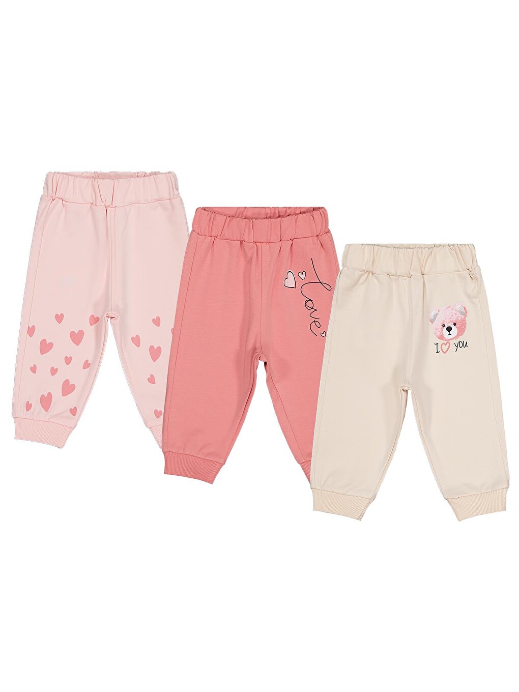 Beyaz Baby Ayıcık Baskılı 3'lü Set 6-18 Ay Eşofman Altı - Standart
