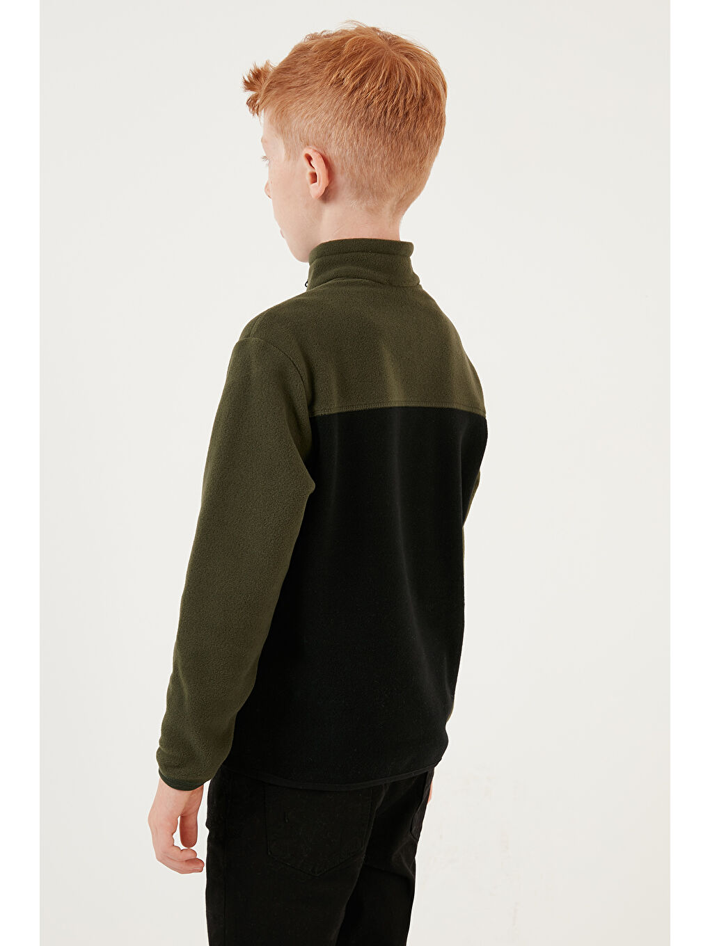 Yeşil Yumuşak Dokulu Yarım Fermuarlı Renk Bloklu Dik Yaka 2'li Paket Polar 5905004S2-4