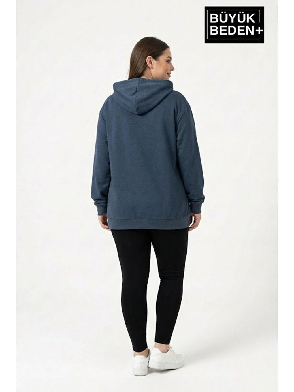 Mavi Kadın Büyük Beden Kapüşonlu M Baskılı ince Swatshırt SPR26BSWK957-13-4