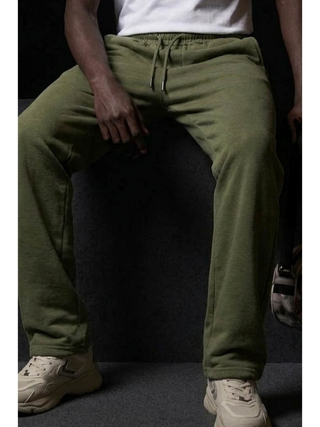 Erkek Beli Lastikli Premium Jogger Haki Eşofman Altı-5
