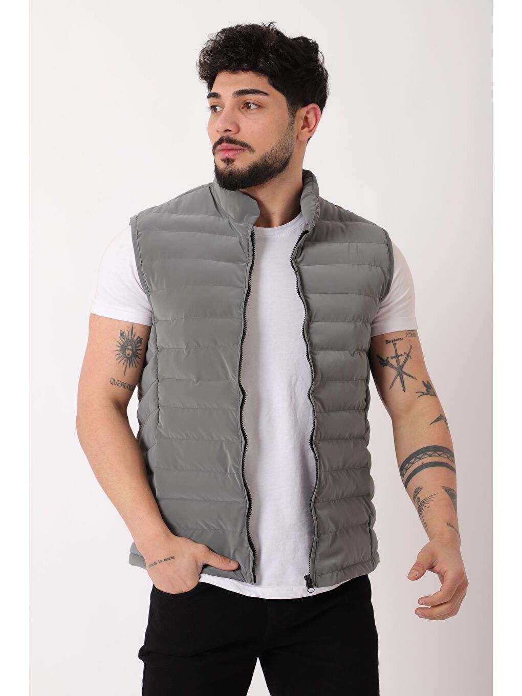 Gri Dar Dikişli Nova İnce Yelek BL 1774_60321