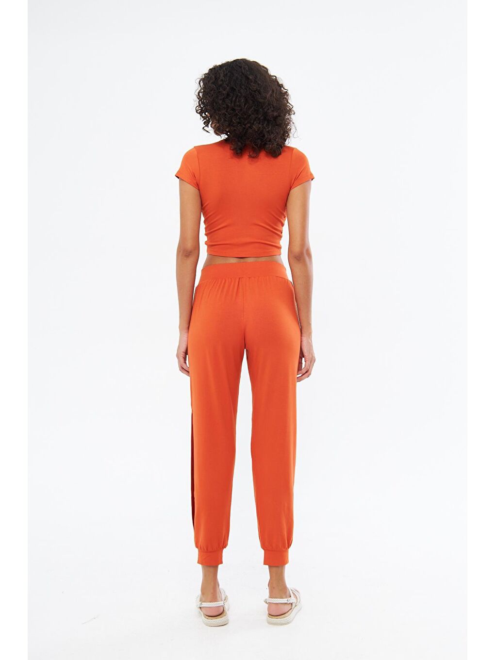 Kadın Burgu Detaylı Kısa Kol Turuncu Bluz - Twist-2