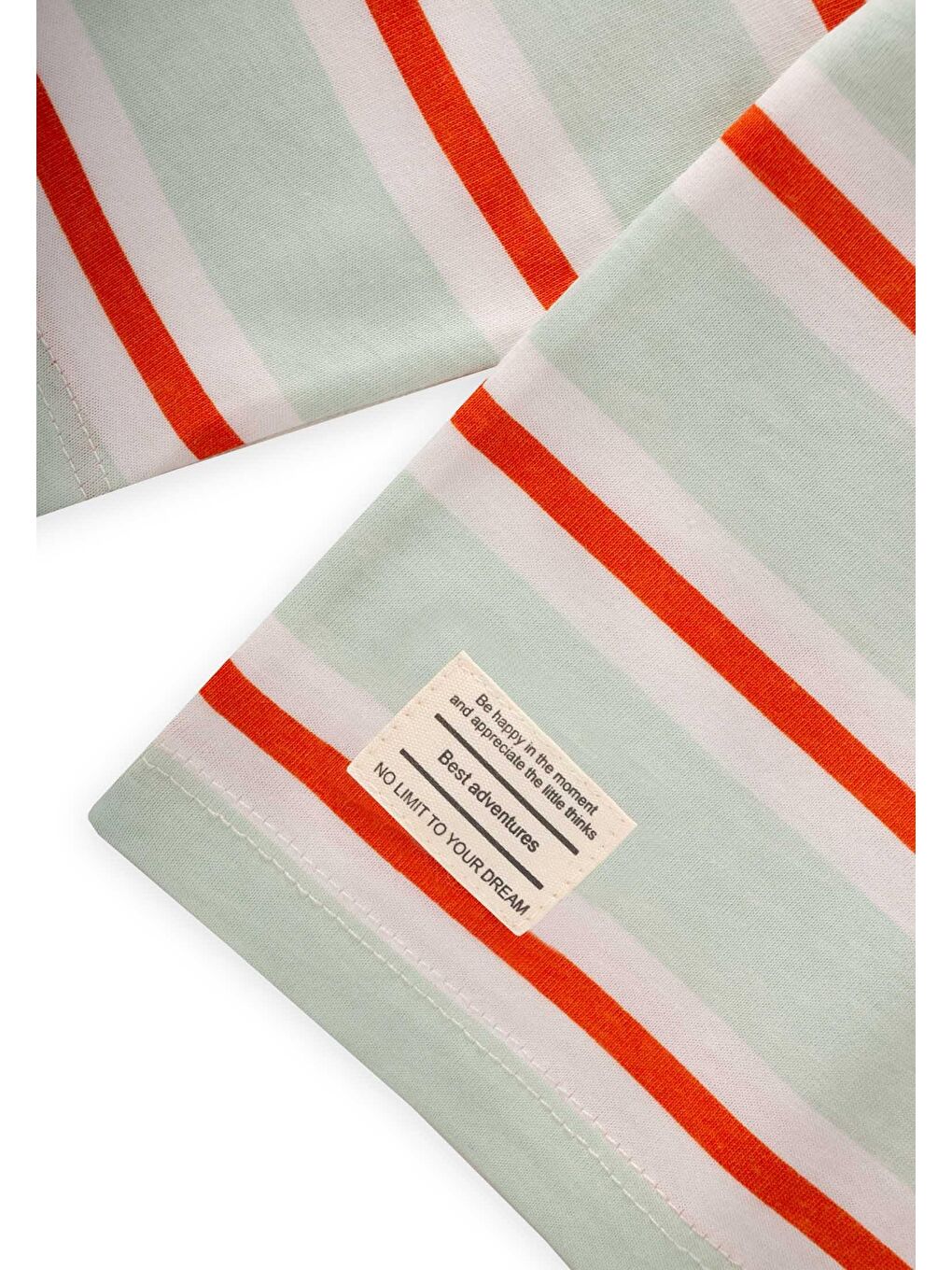 Yeşil Çizgili Uzun Kollu T-Shırt Takım 2-12 Yaş Mint Turuncu Çizgili-2