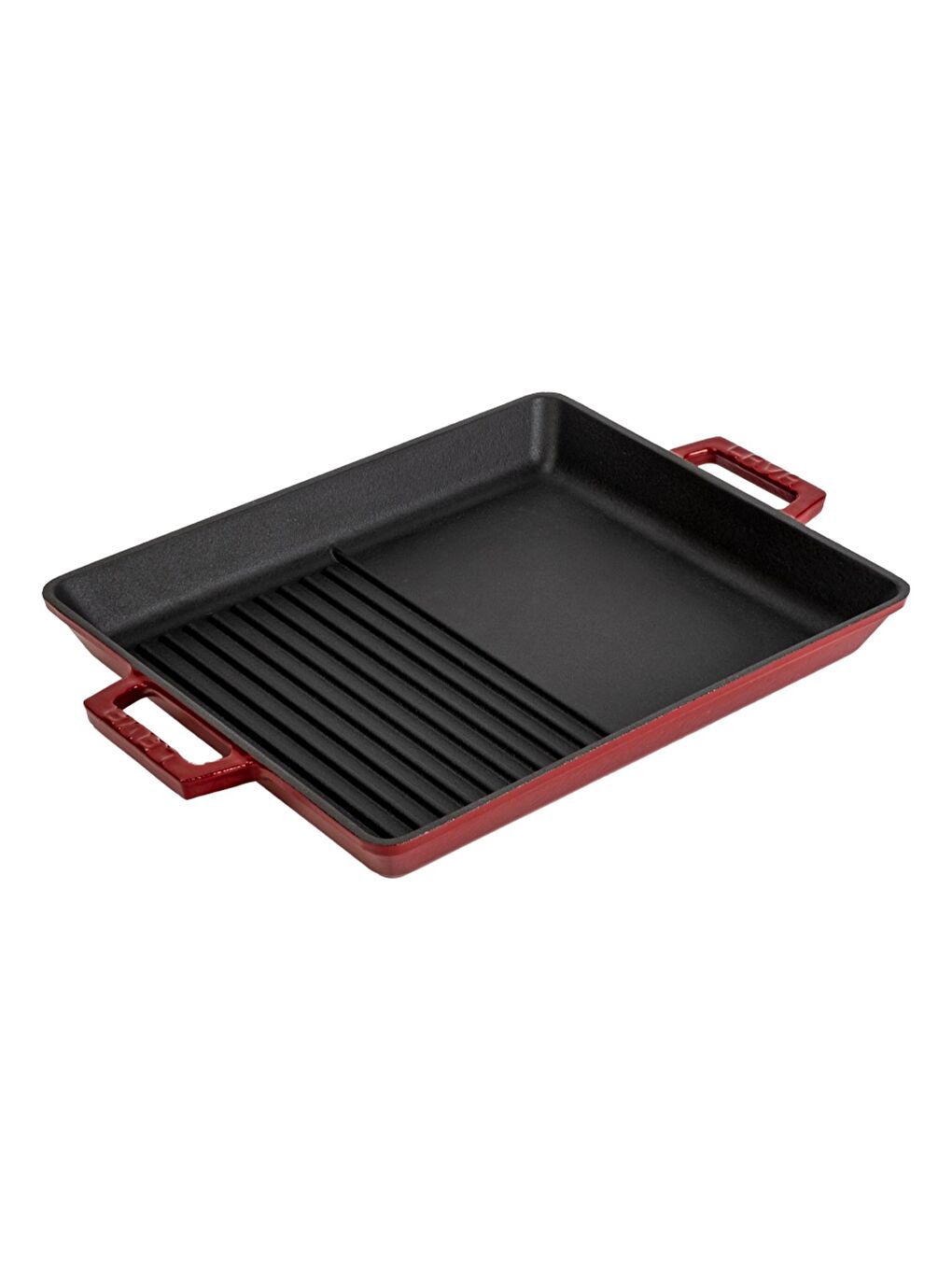 Bordo Dikdörtgen Hibrit Izgara Tavası Döküm Demir Yekpare Çift Kulplu Ölçü 26x32cm.-1