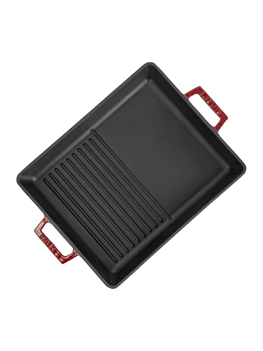 Bordo Dikdörtgen Hibrit Izgara Tavası Döküm Demir Yekpare Çift Kulplu Ölçü 26x32cm.-2