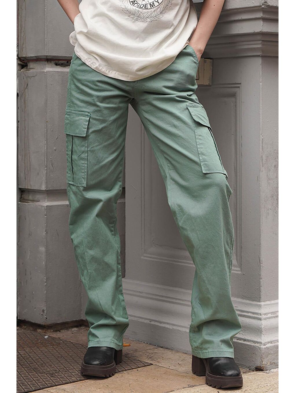 Mint Yeşili Cep Detaylı Kargo Pantolon Mg1602-7