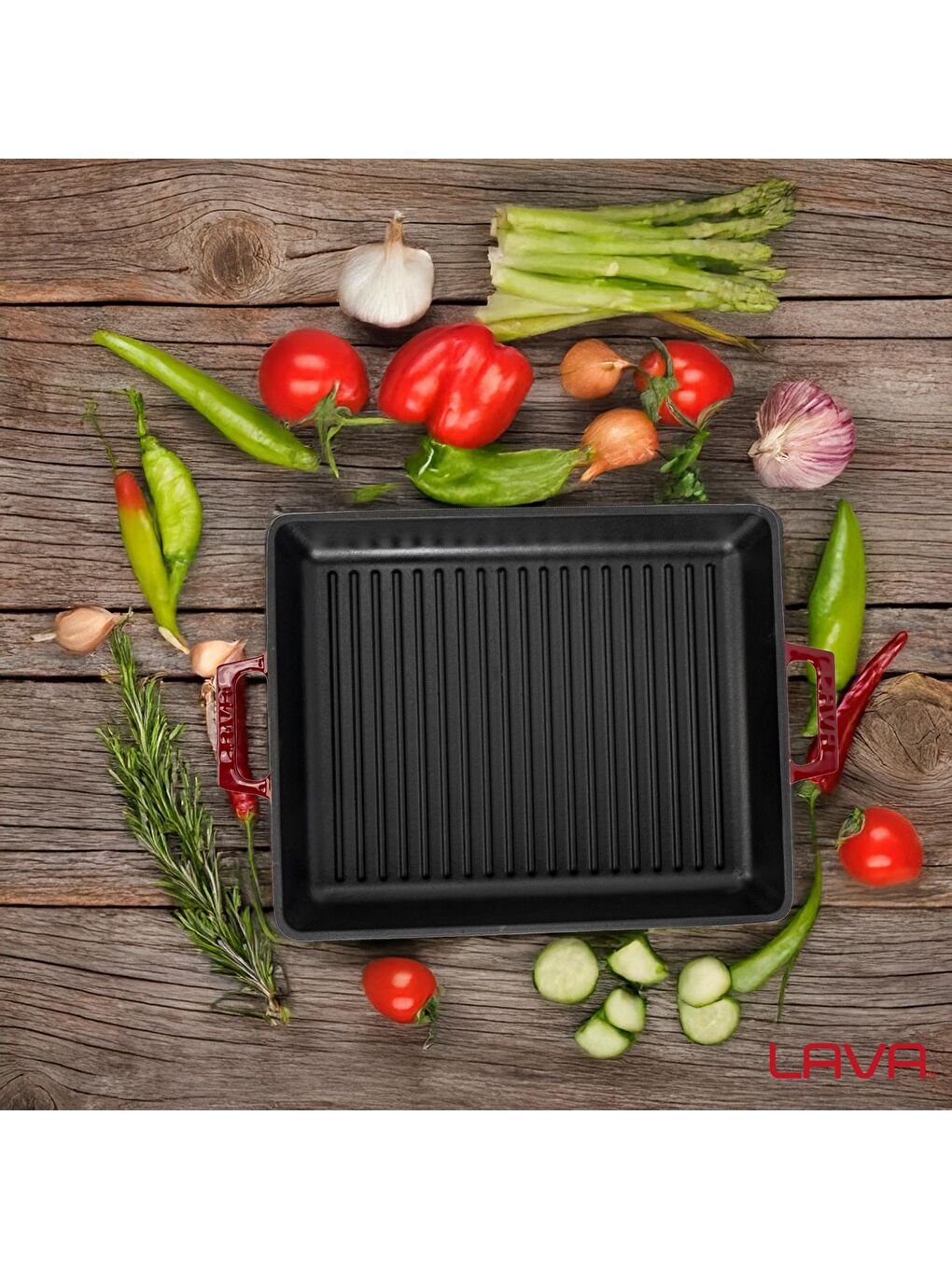 Bordo Dikdörtgen Izgara Tavası Döküm Demir Yekpare Çift Kulplu Ölçü 26x32cm.-6