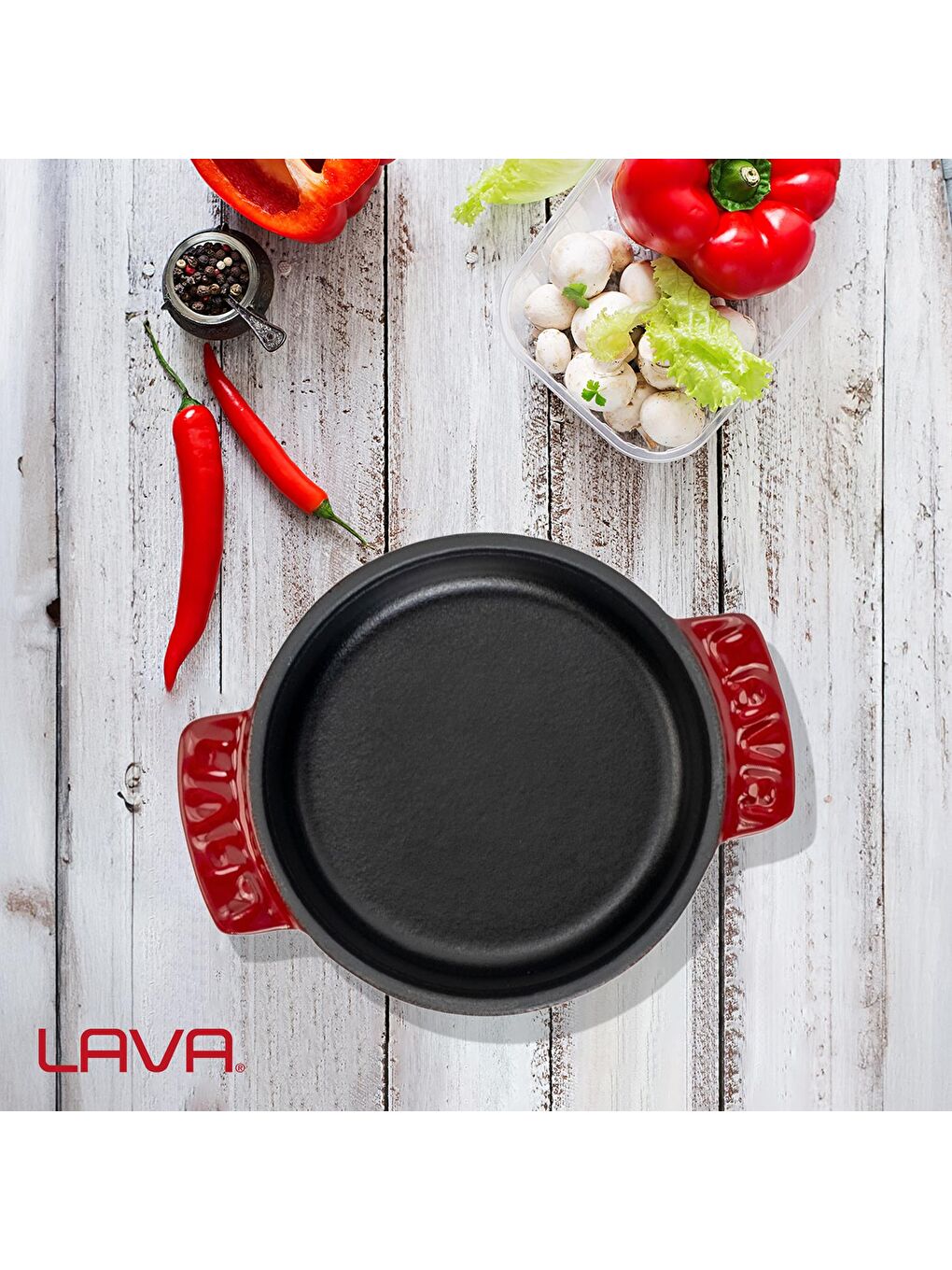 Bordo Yuvarlak Güveç Kabı Döküm Demir Yekpare Çift Kulplu Çap(Ø)11cm.-6