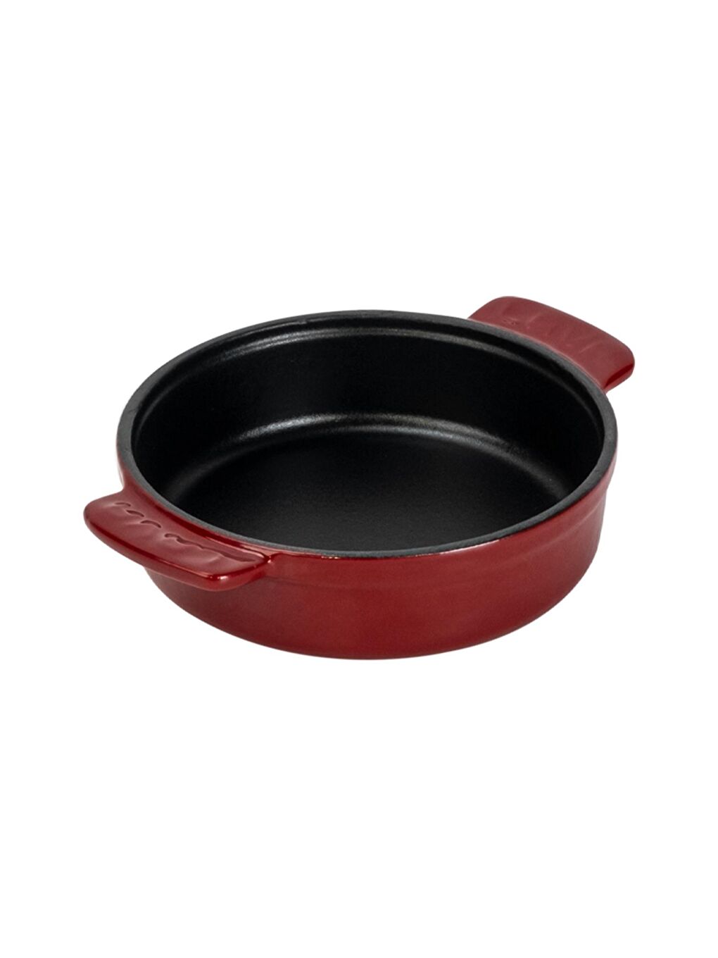 Bordo Yuvarlak Güveç Kabı Döküm Demir Yekpare Çift Kulplu Çap(Ø)14cm.-1