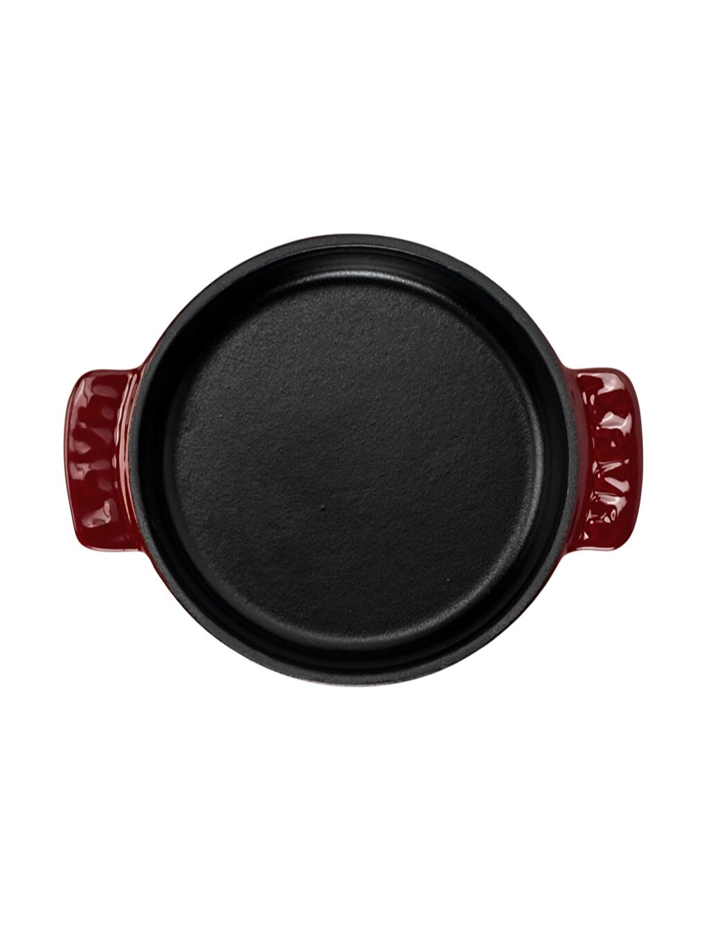 Bordo Yuvarlak Güveç Kabı Döküm Demir Yekpare Çift Kulplu Çap(Ø)14cm.-2
