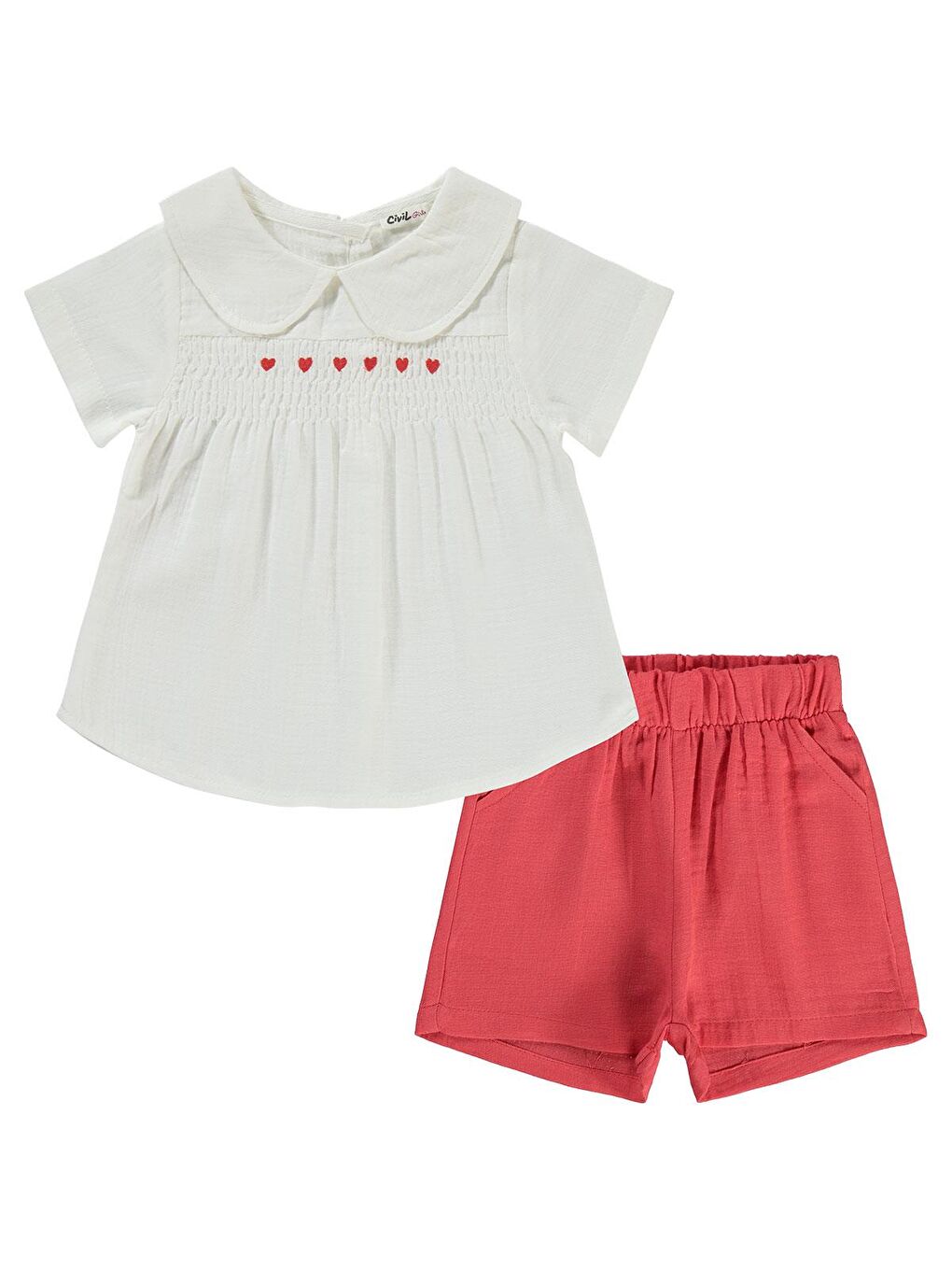 Girls Kalp Nakışlı 2-5 Yaş Takım - Kırmızı 2-3 Yaş