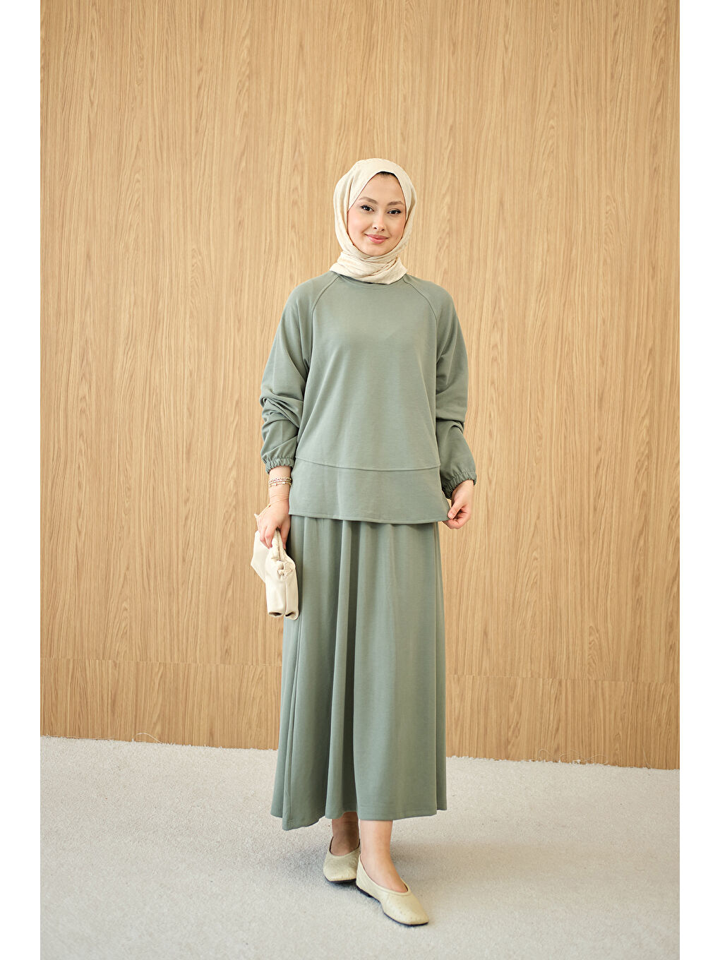 Kadın Etekli Takım Koyu Yeşil