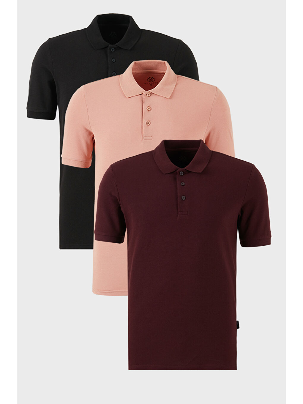 Siyah Pamuklu Regular Fit Düğmeli Polo Yaka 3'lü Paket %100 Pamuk Tişört 5902127S3