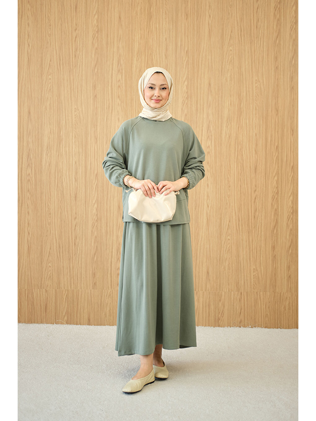 Kadın Etekli Takım Koyu Yeşil-1