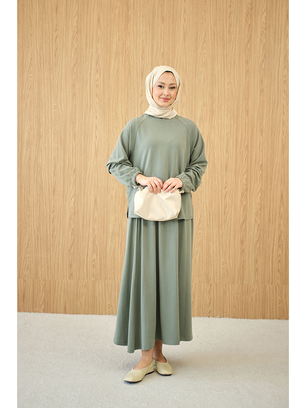 Kadın Etekli Takım Koyu Yeşil-3