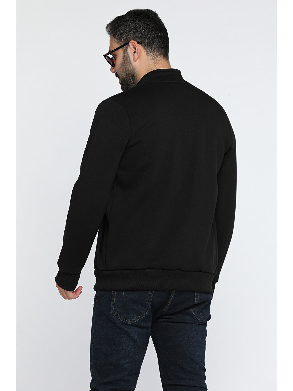 Mishar İtalia Siyah Erkek Nakışlı Fermuarlı Şardonlu Üç İplik Sweatshirt - 2